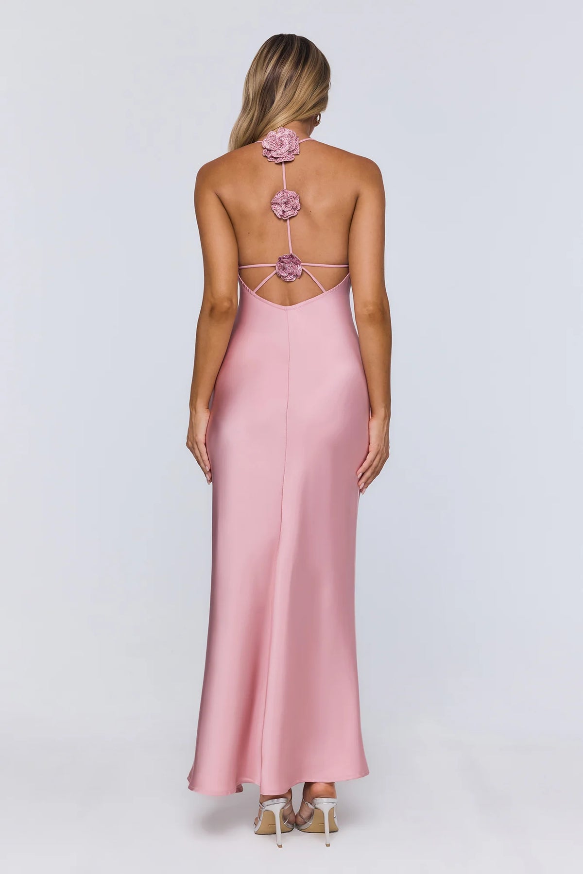 Stay Polished Satin Maxi Dress Pink