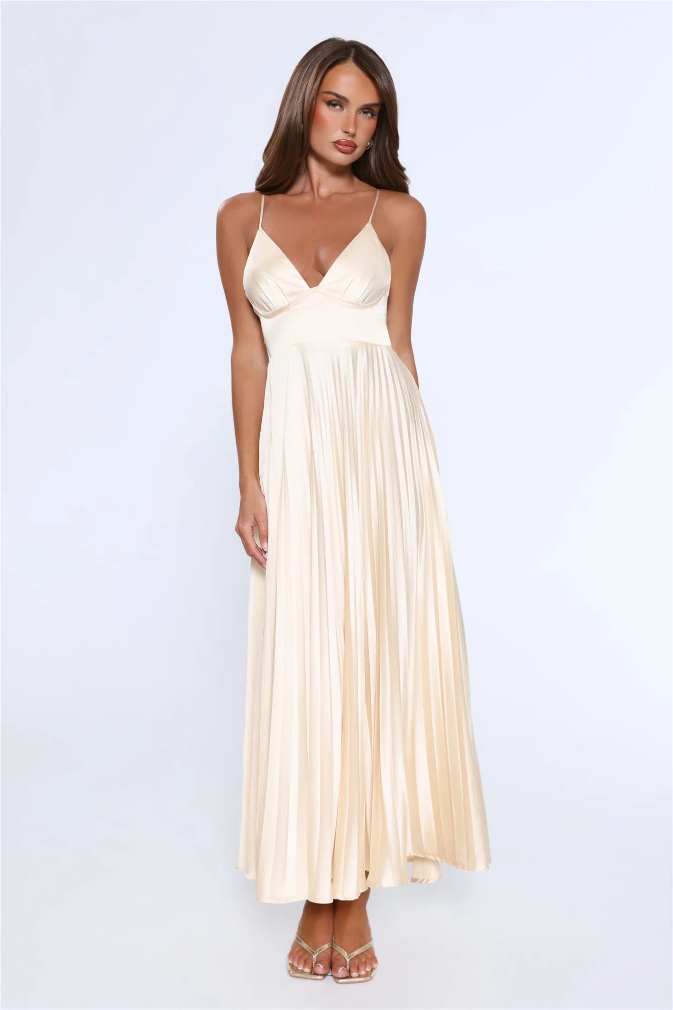 Elegance Found Pleated Maxi Dress Yellow