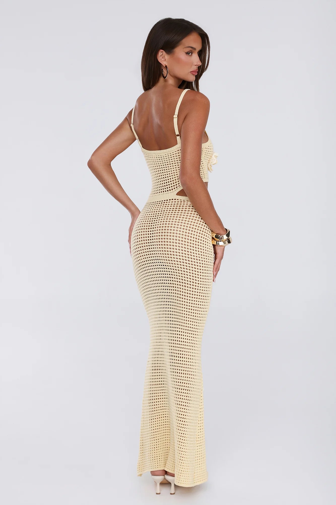 Nights On Island Knit Maxi Dress Yellow