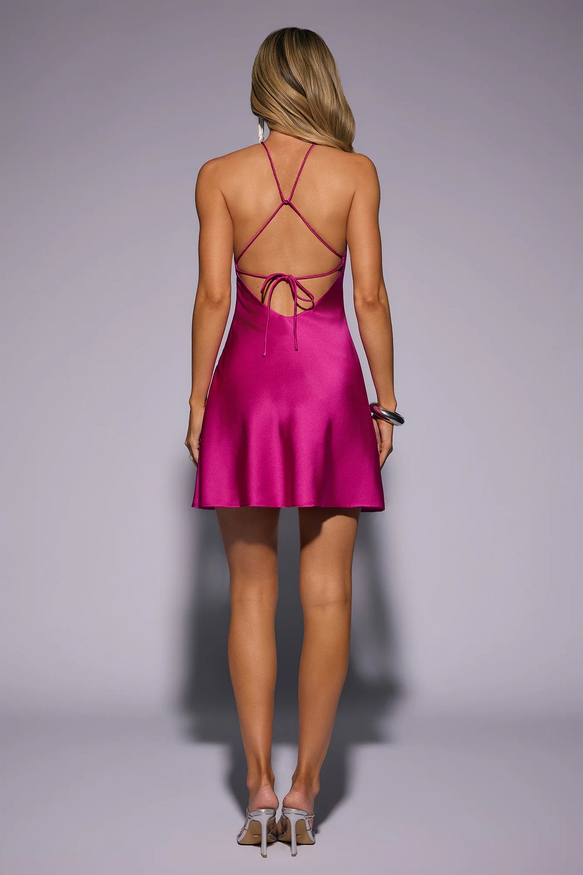 Wink This Way Satin Mini Dress Magenta