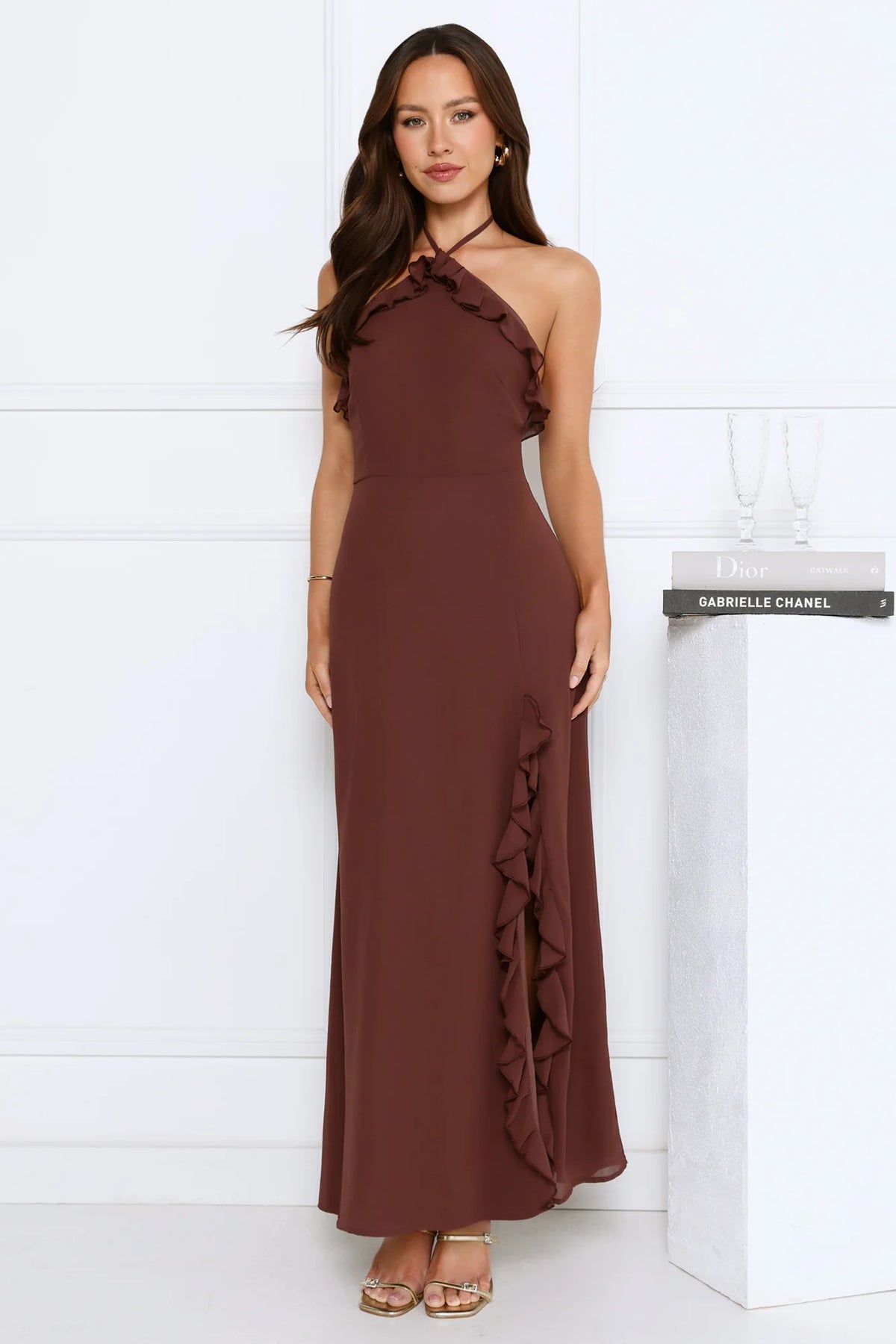 Love Potion Halter Maxi Dress Brown