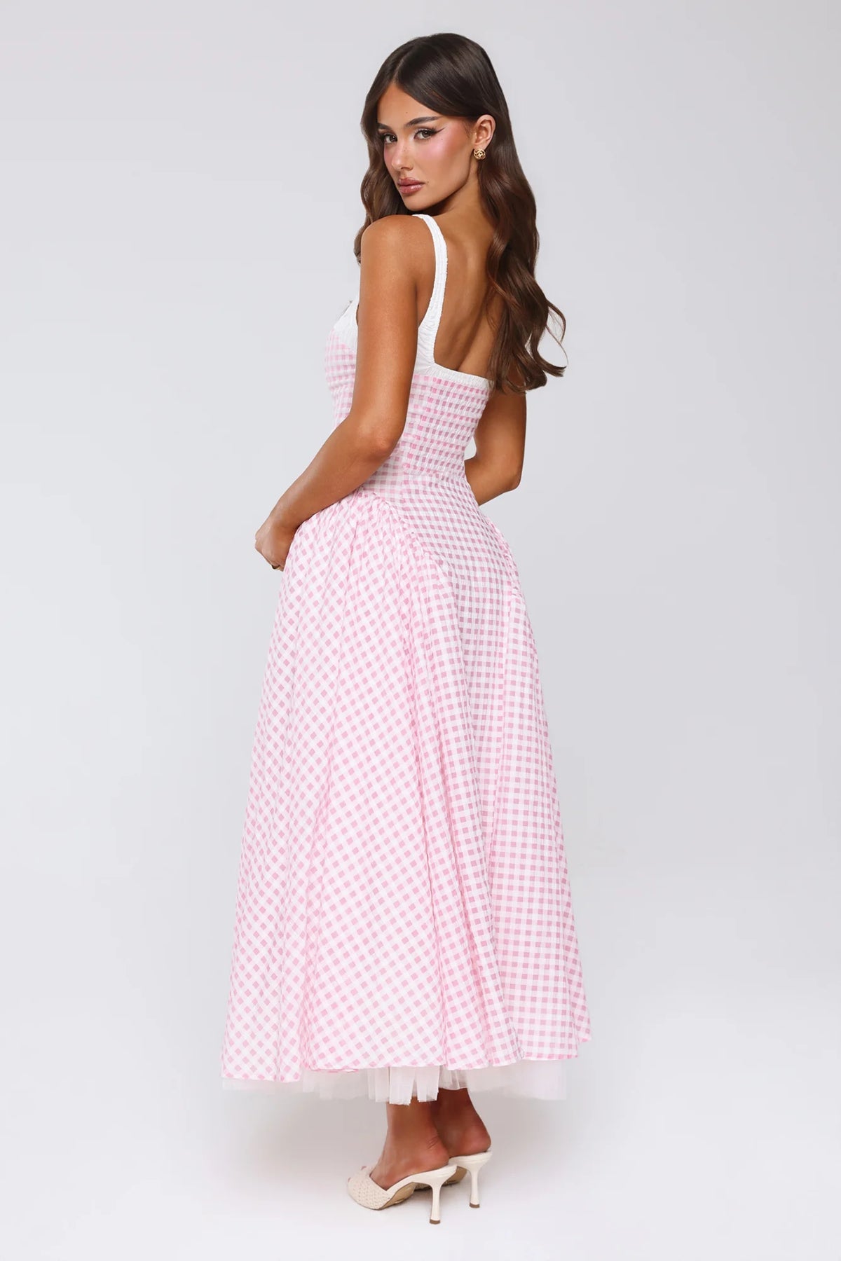 Vintage Vows Gingham Maxi Dress Blush