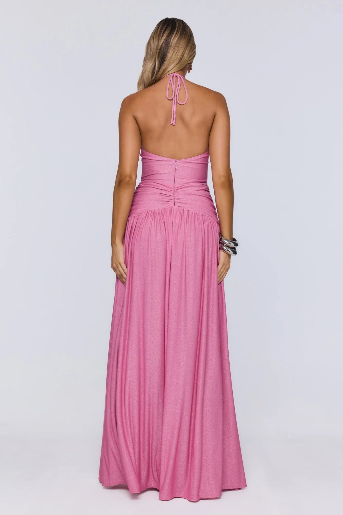 Spark Of Sophistication Halter Maxi Dress Pink