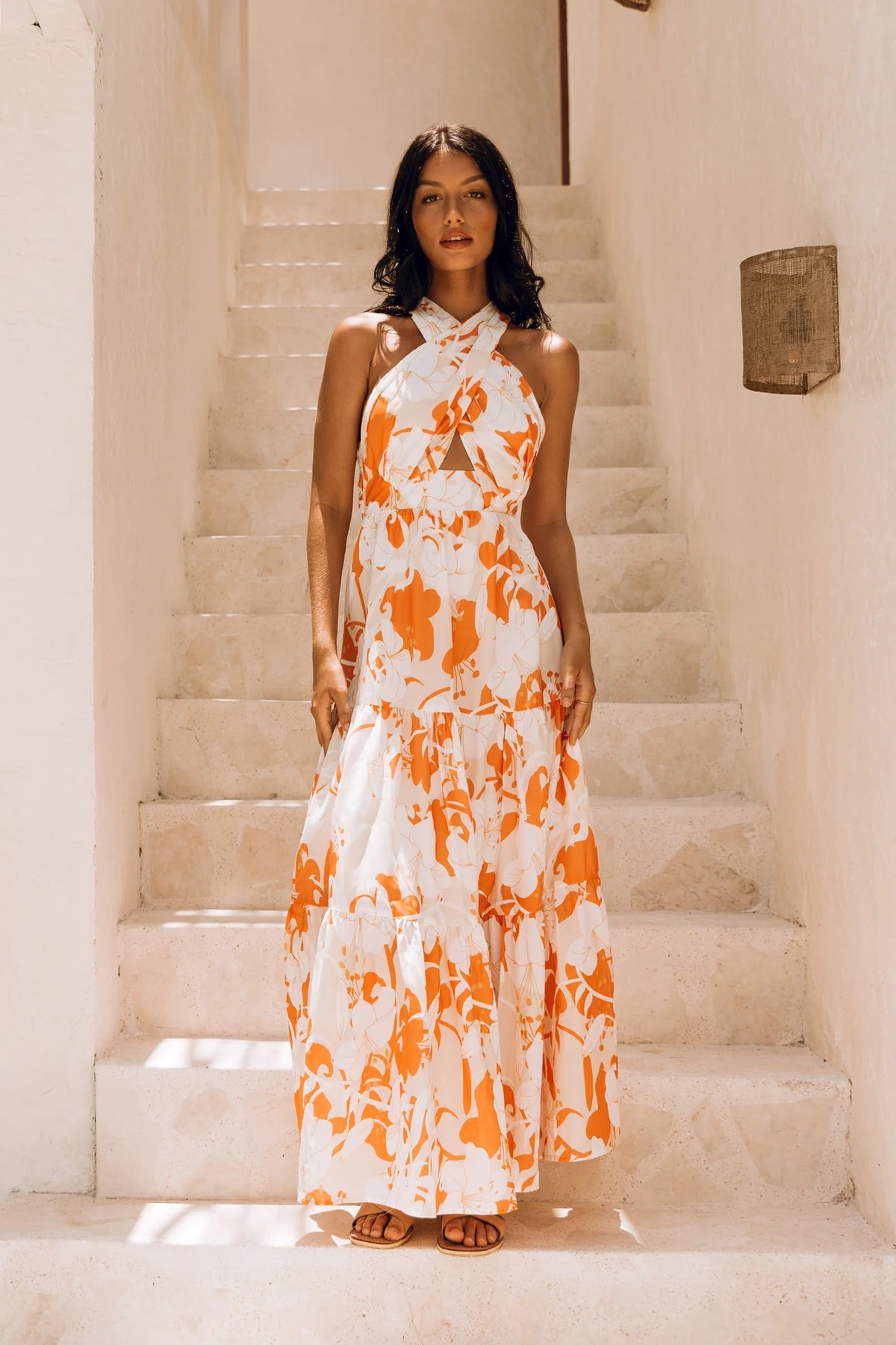 Sunny Whirl Maxi Dress Orange