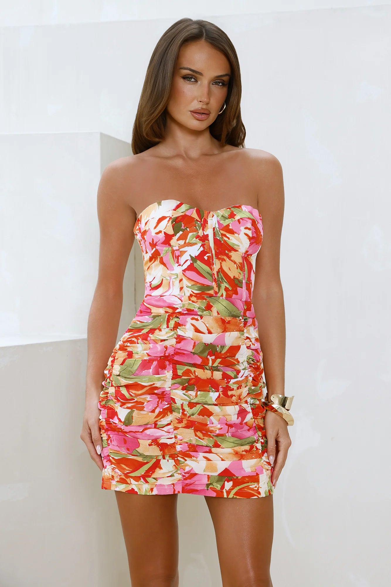 Soft Embrace Strapless Mini Dress Floral