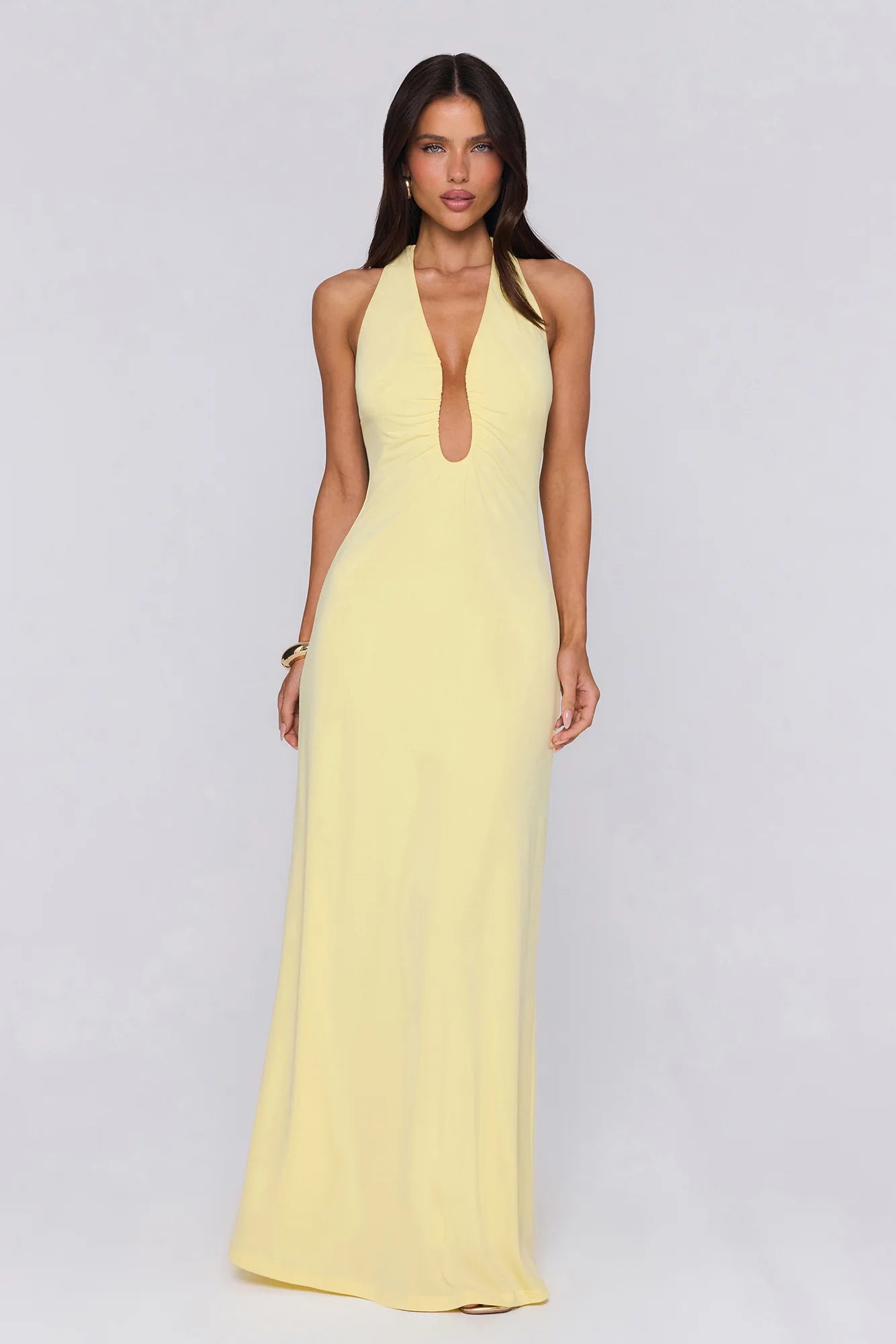 Style Protocol Halter Maxi Dress Yellow