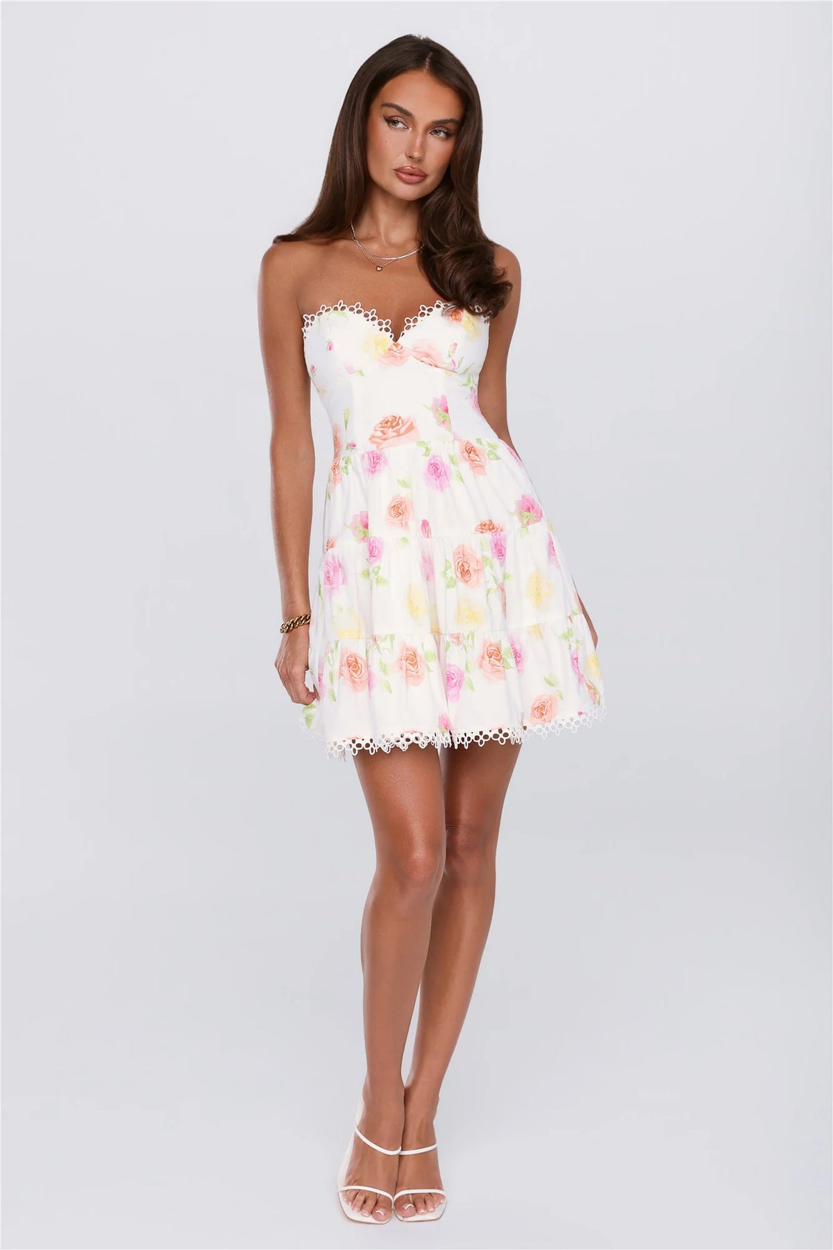 Blooms Under Sunshine Strapless Mini Dress Floral