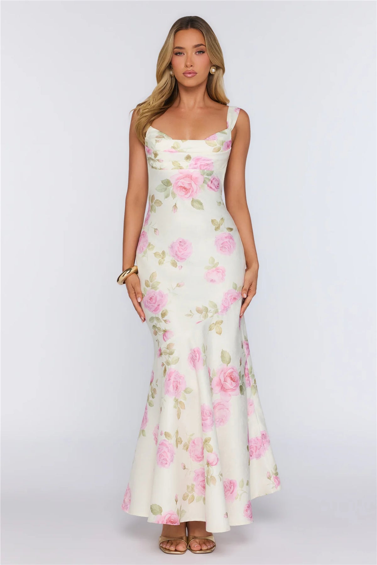 Floral Studio Satin Maxi Dress Pink