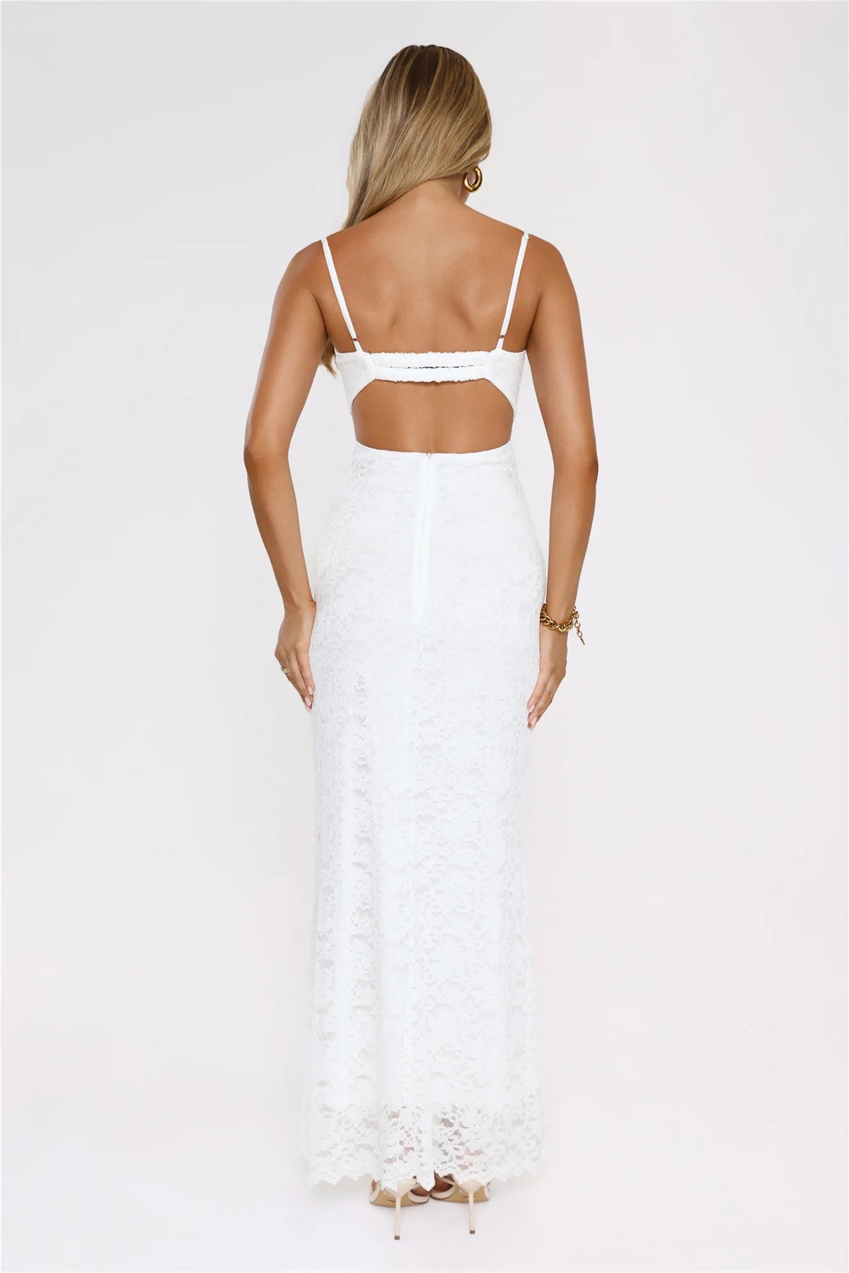 Moonlit Veil Lace Maxi Dress White