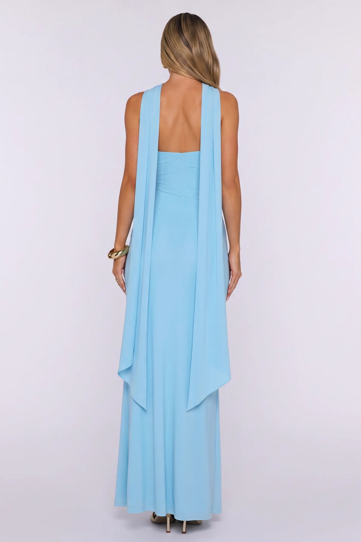 Day To Night Luxe Strapless Maxi Dress Blue