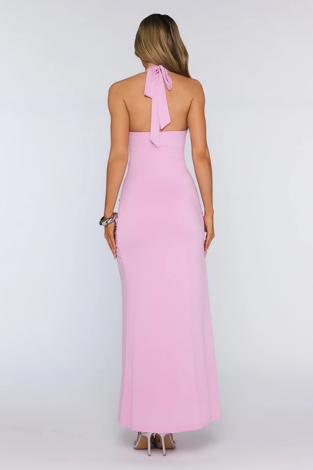 Modern Muse Halter Ruched Maxi Dress Lilac