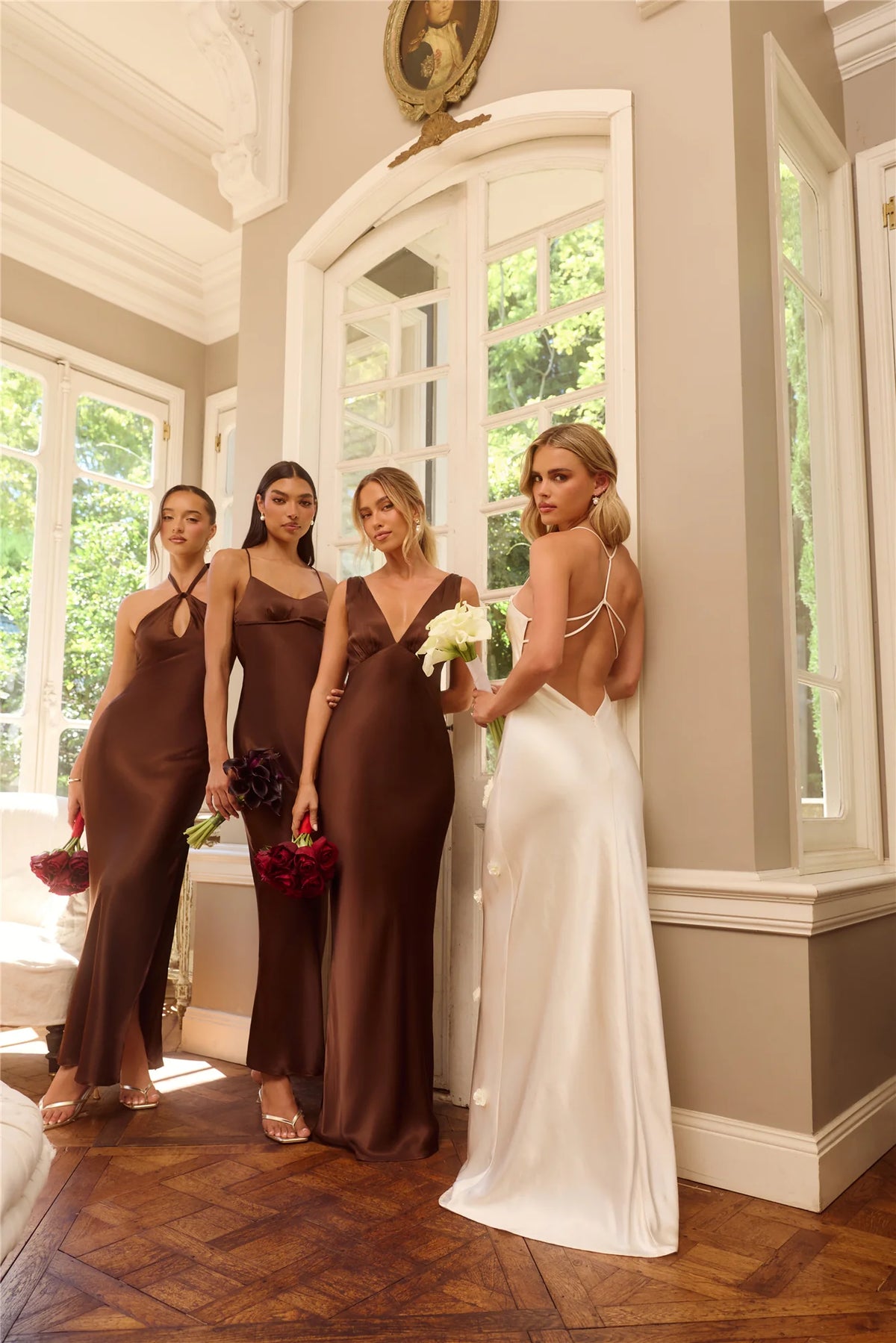 The Samara Satin Maxi Dress Chocolate Brown