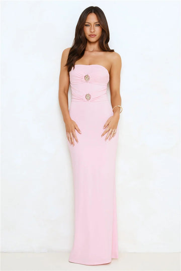 Seashore Dreaming Strapless Maxi Dress Pink