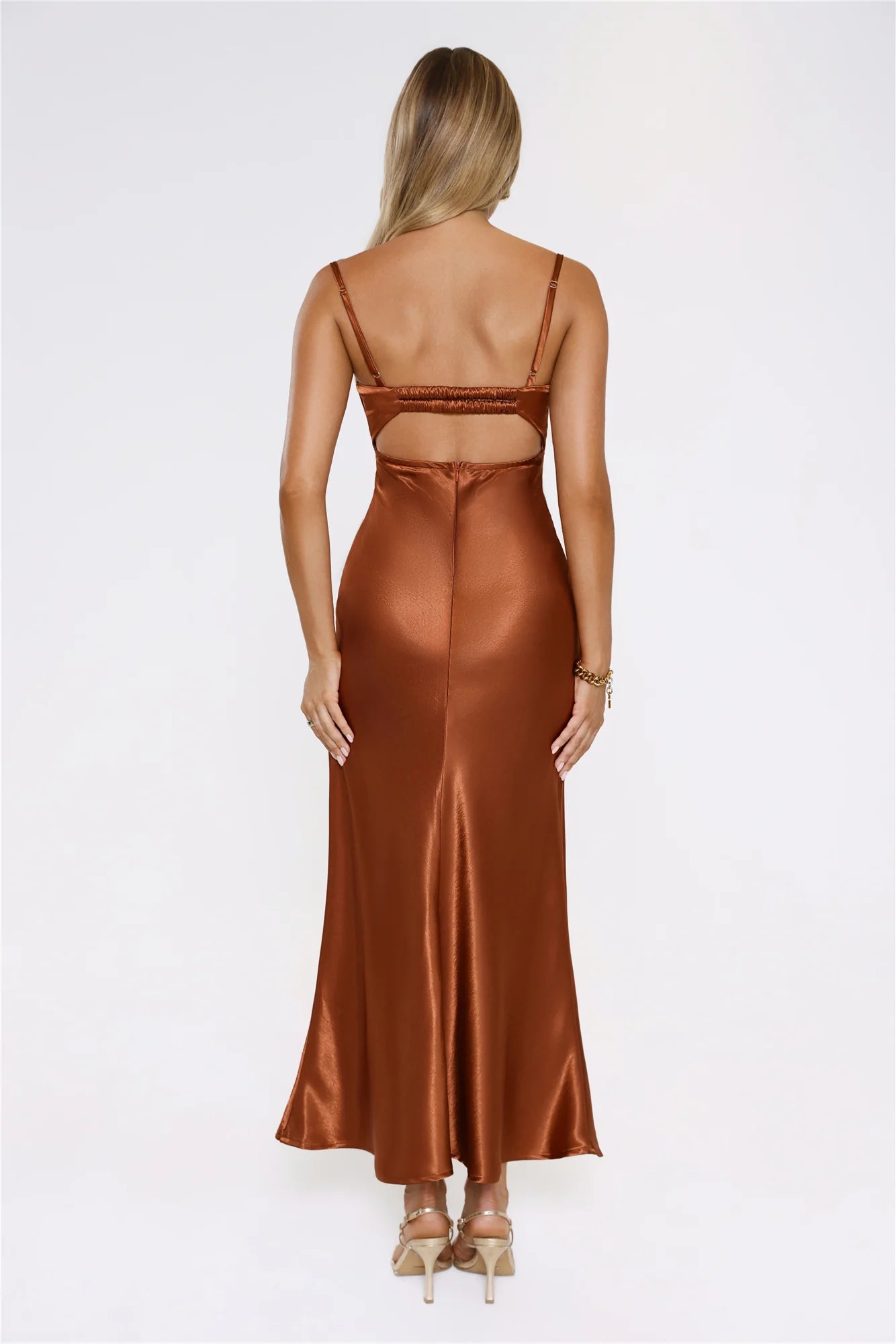 Made For This Lace Satin Maxi Dress Bronze