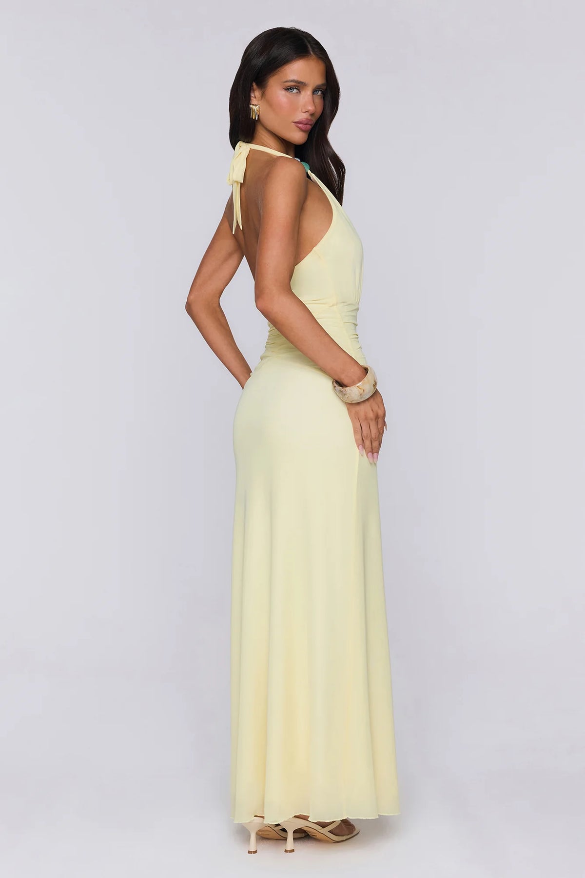 Secret Embrace Halter Maxi Dress Yellow