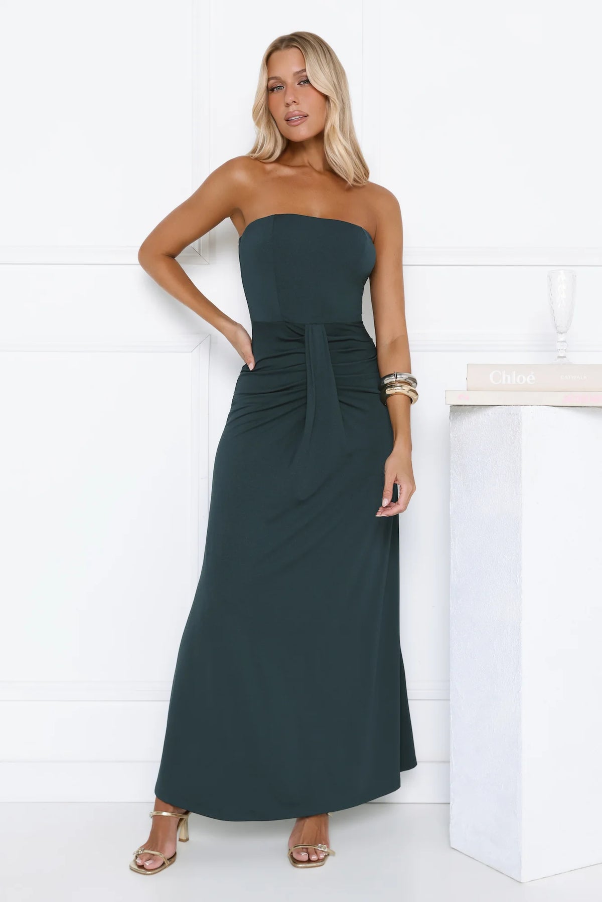 Cool Girl Agenda Strapless Maxi Dress Teal