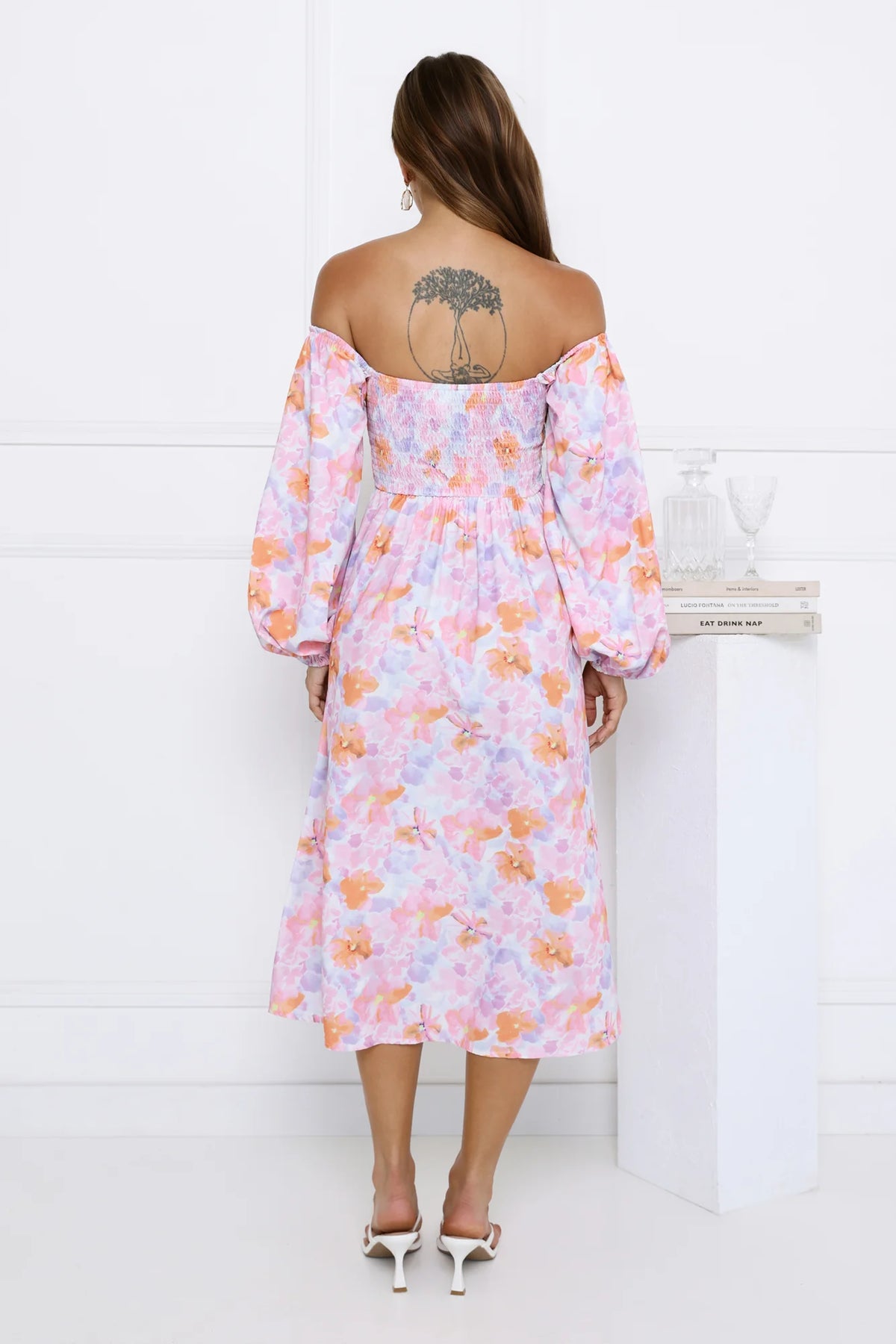 Floral Dream Puff Sleeve Midi Dress Multi