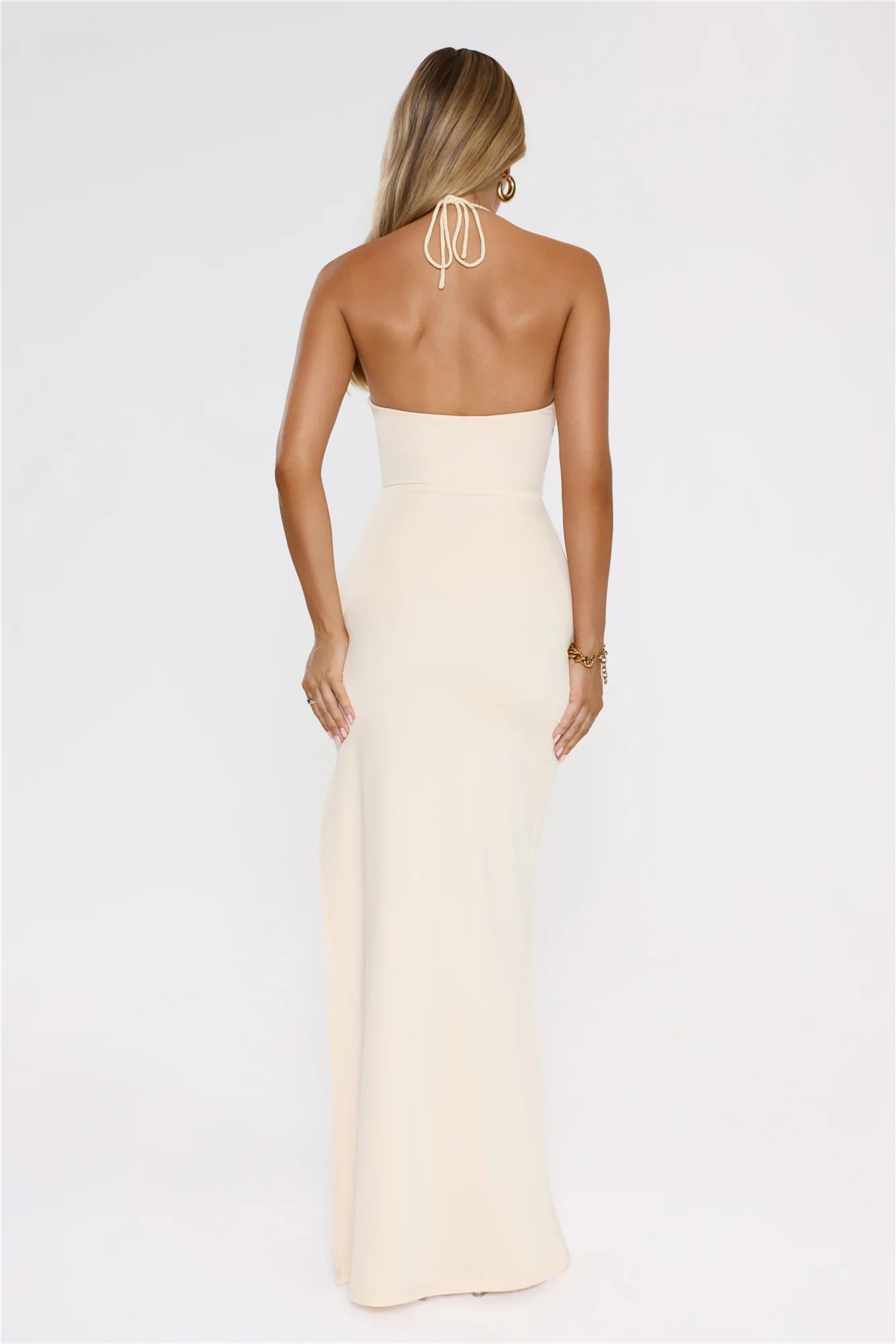 Candlelight Secrets Halter Maxi Dress Butter