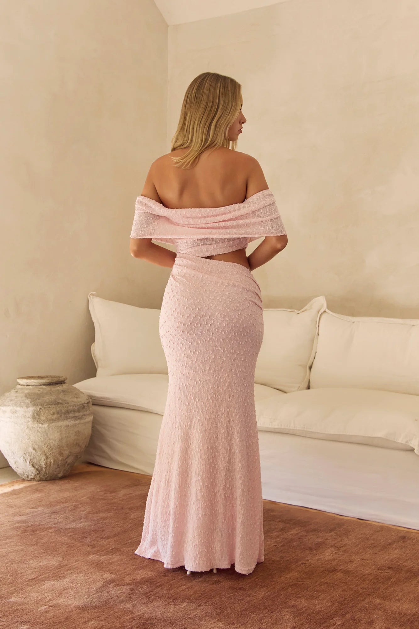 Easy Energy Off Shoulder Maxi Dress Pink