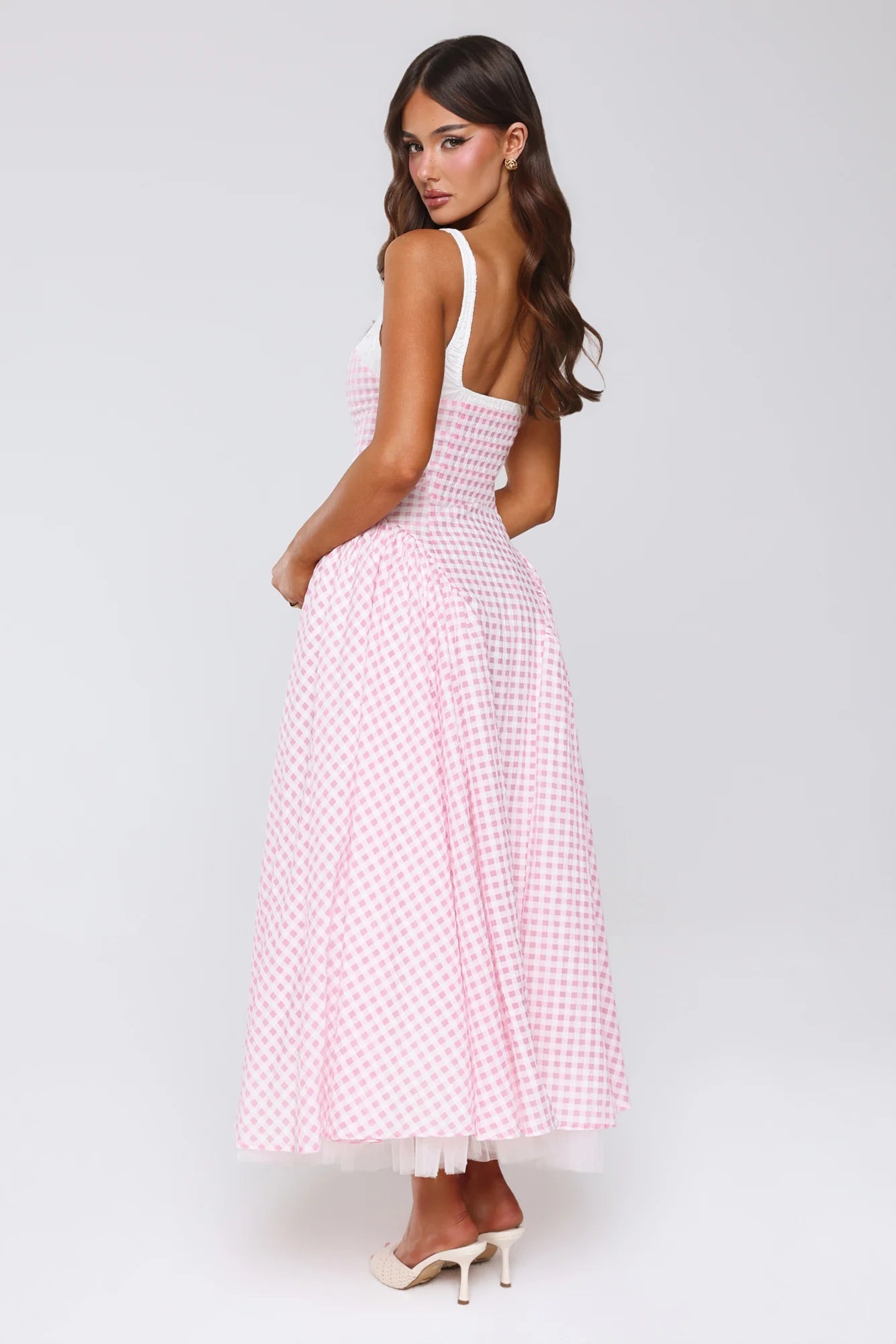 Vintage Vows Gingham Maxi Dress Blush