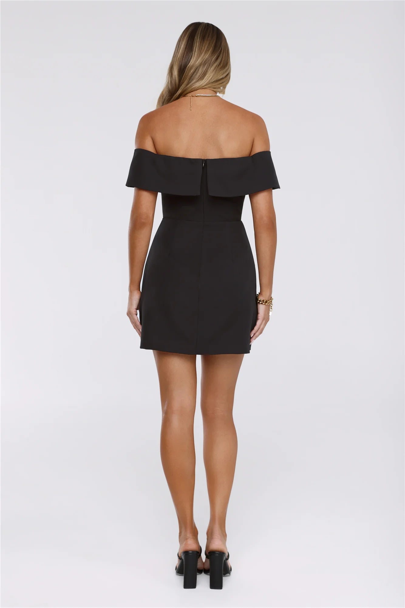 Tailored Allure Off Shoulder Mini Dress Black