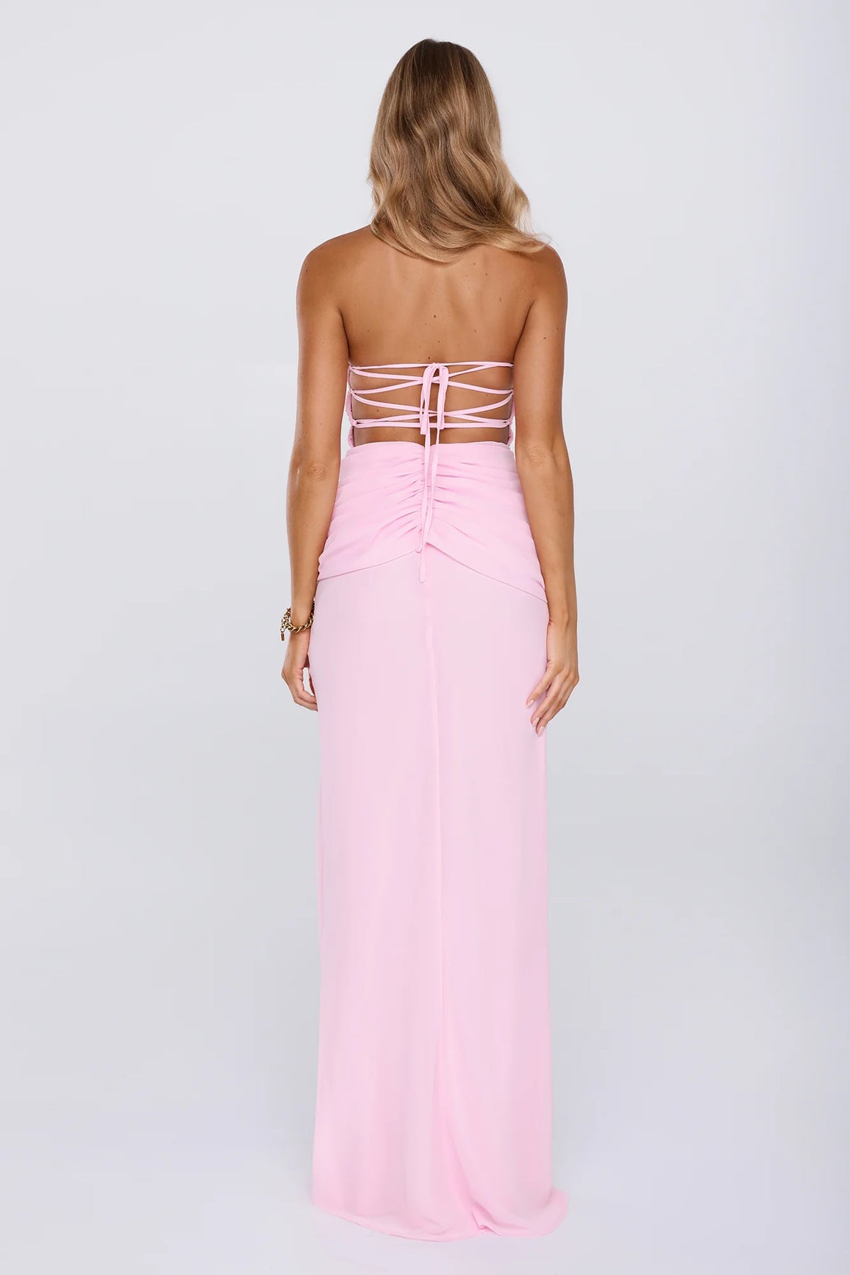 Sunlit Aura Strapless Maxi Dress Pink