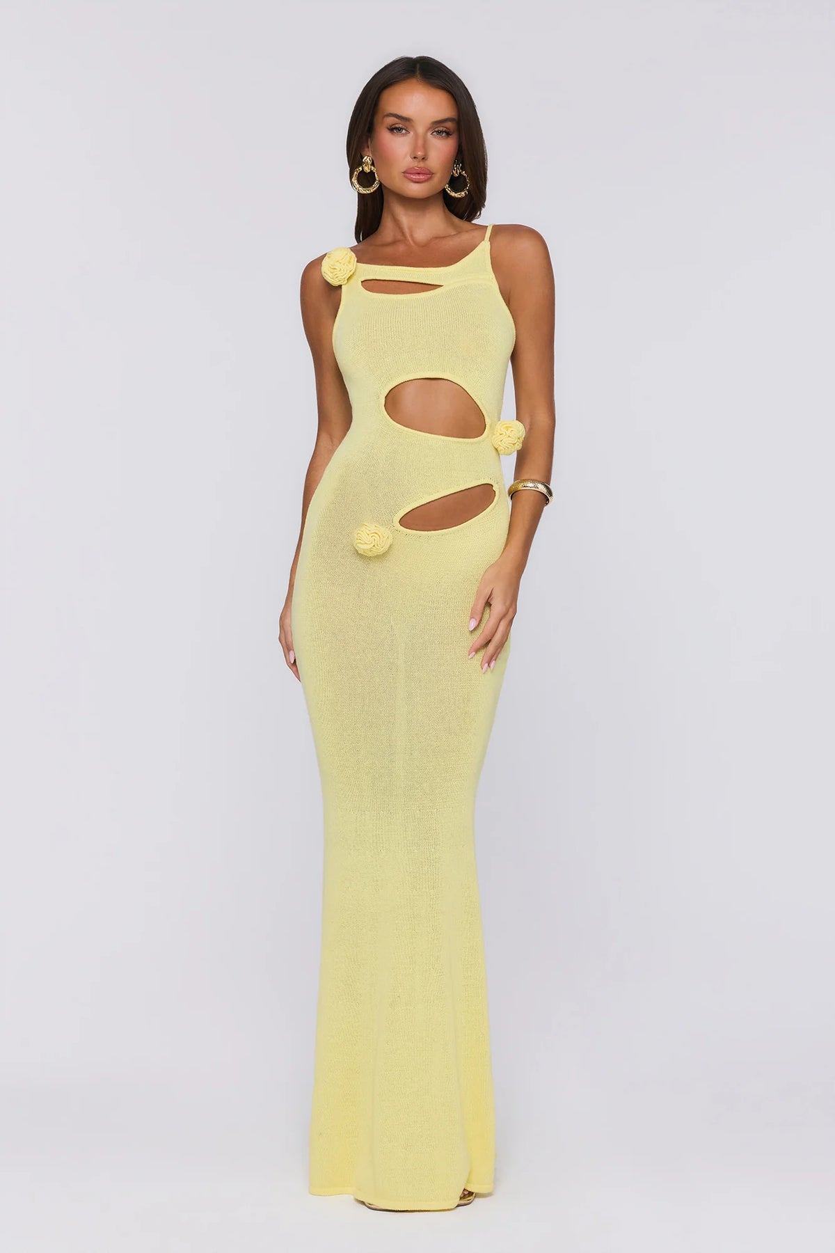 Wild Aura Knit Maxi Dress Yellow