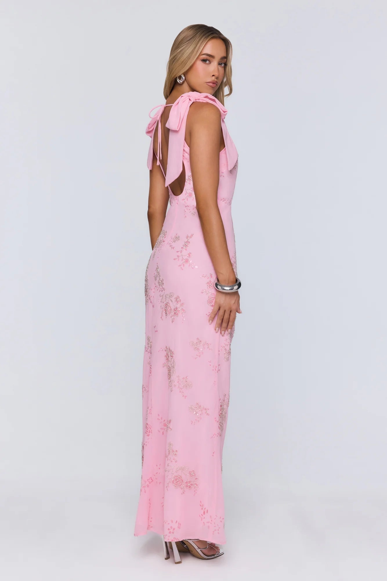 Soft Icon Energy Embellished Maxi Dress Pink