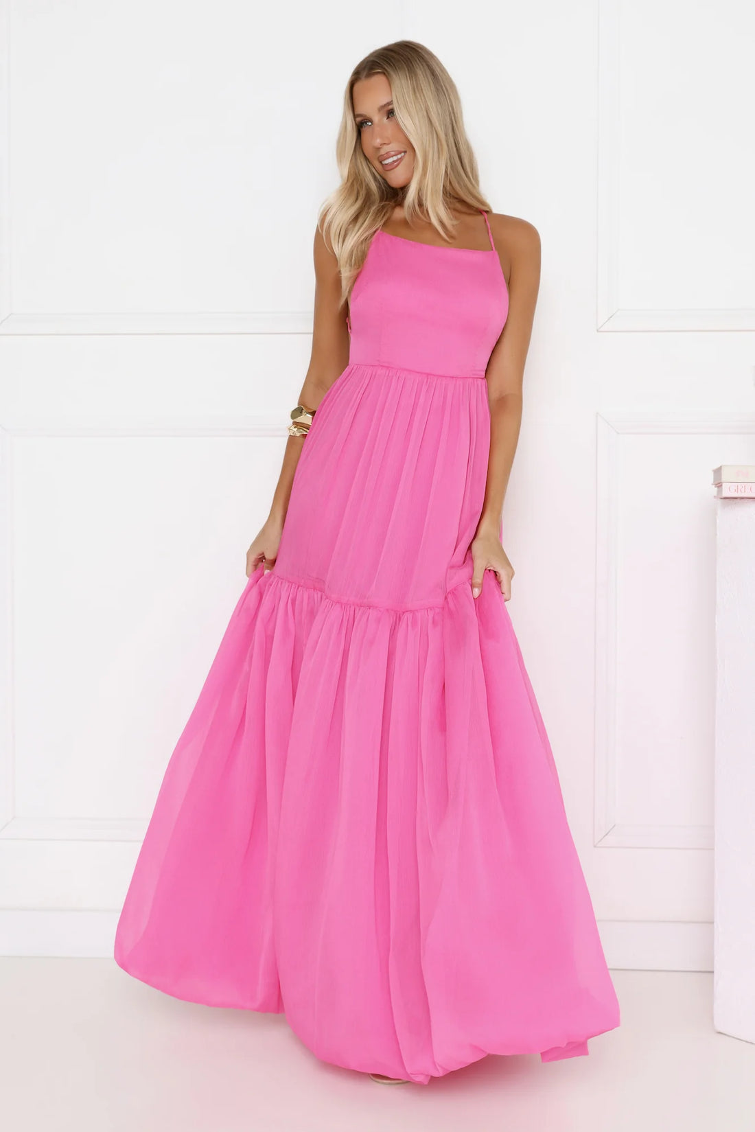 Style Unlocked Bubble Hem Maxi Dress Pink