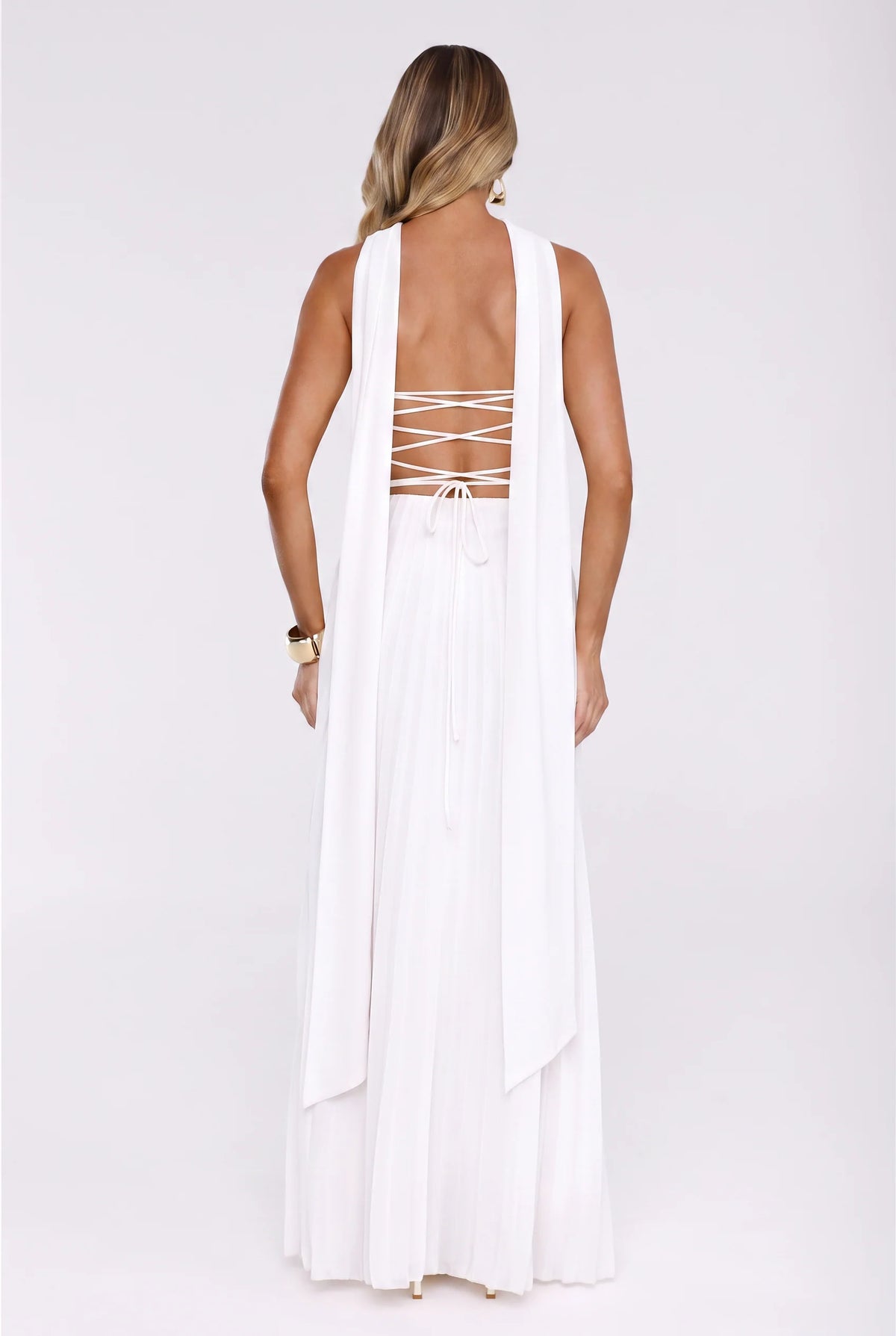 Sugar Babe Strapless Pleated Maxi Dress White
