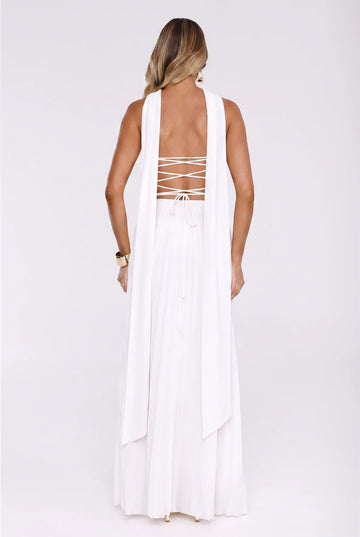Sugar Babe Strapless Pleated Maxi Dress White