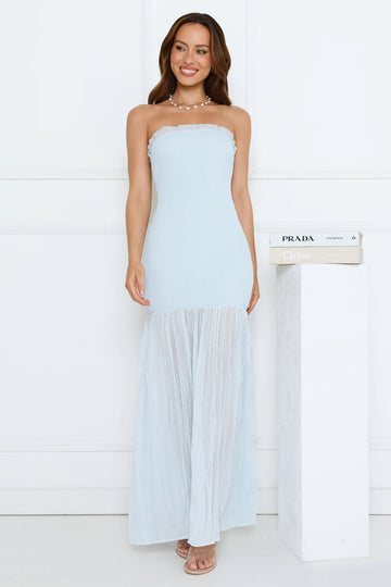 Petal Sunbeam Strapless Maxi Dress Blue