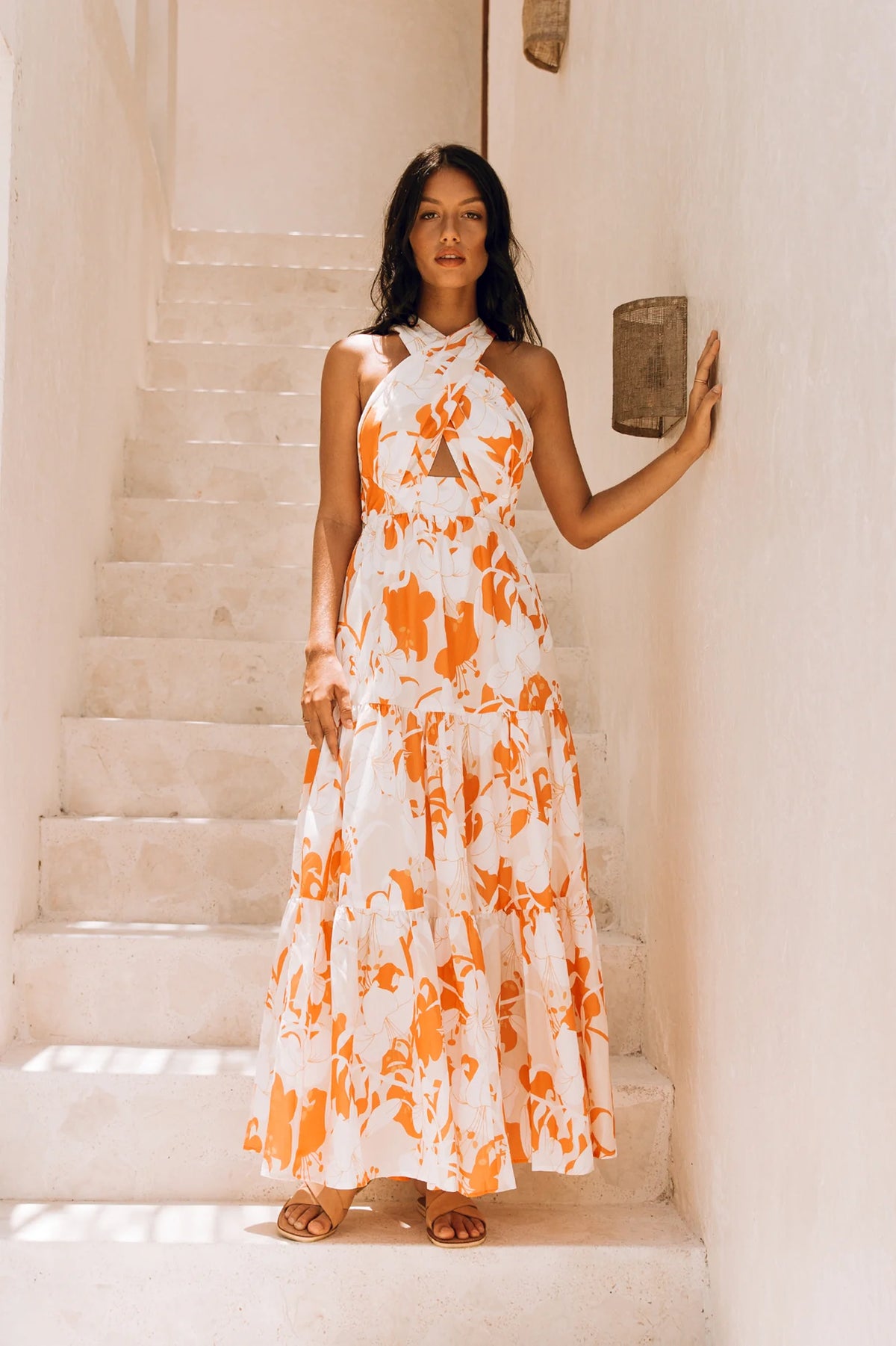 Sunny Whirl Maxi Dress Orange