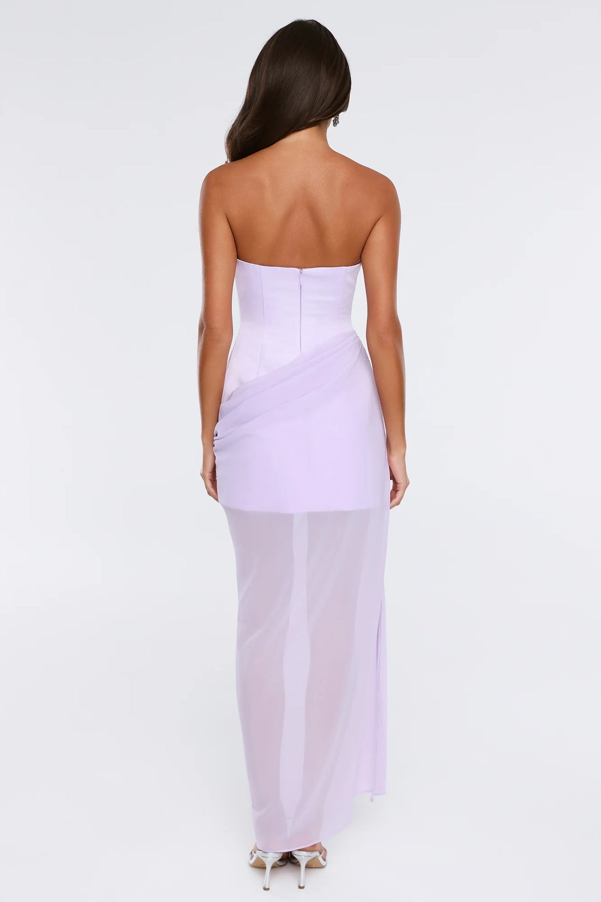 Tropic Sunset Strapless Maxi Dress Lilac