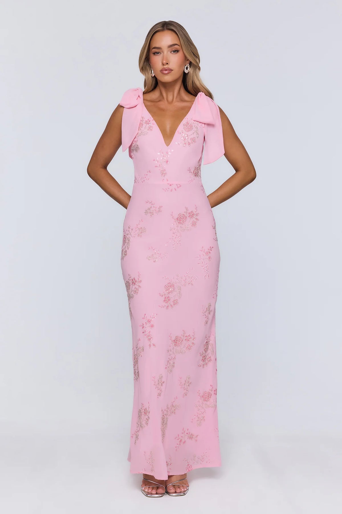 Soft Icon Energy Embellished Maxi Dress Pink