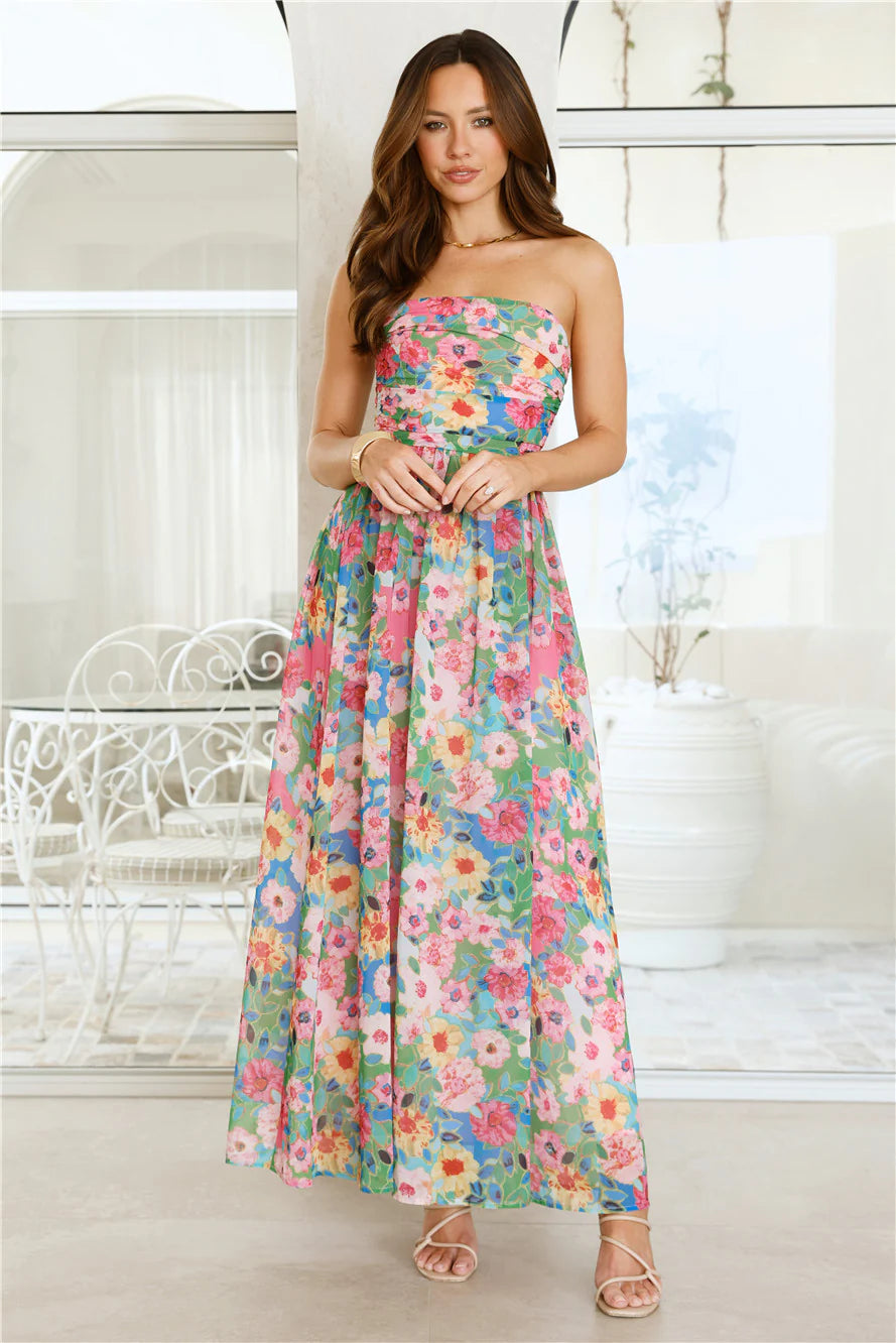 Floral Vibe Strapless Maxi Dress Floral