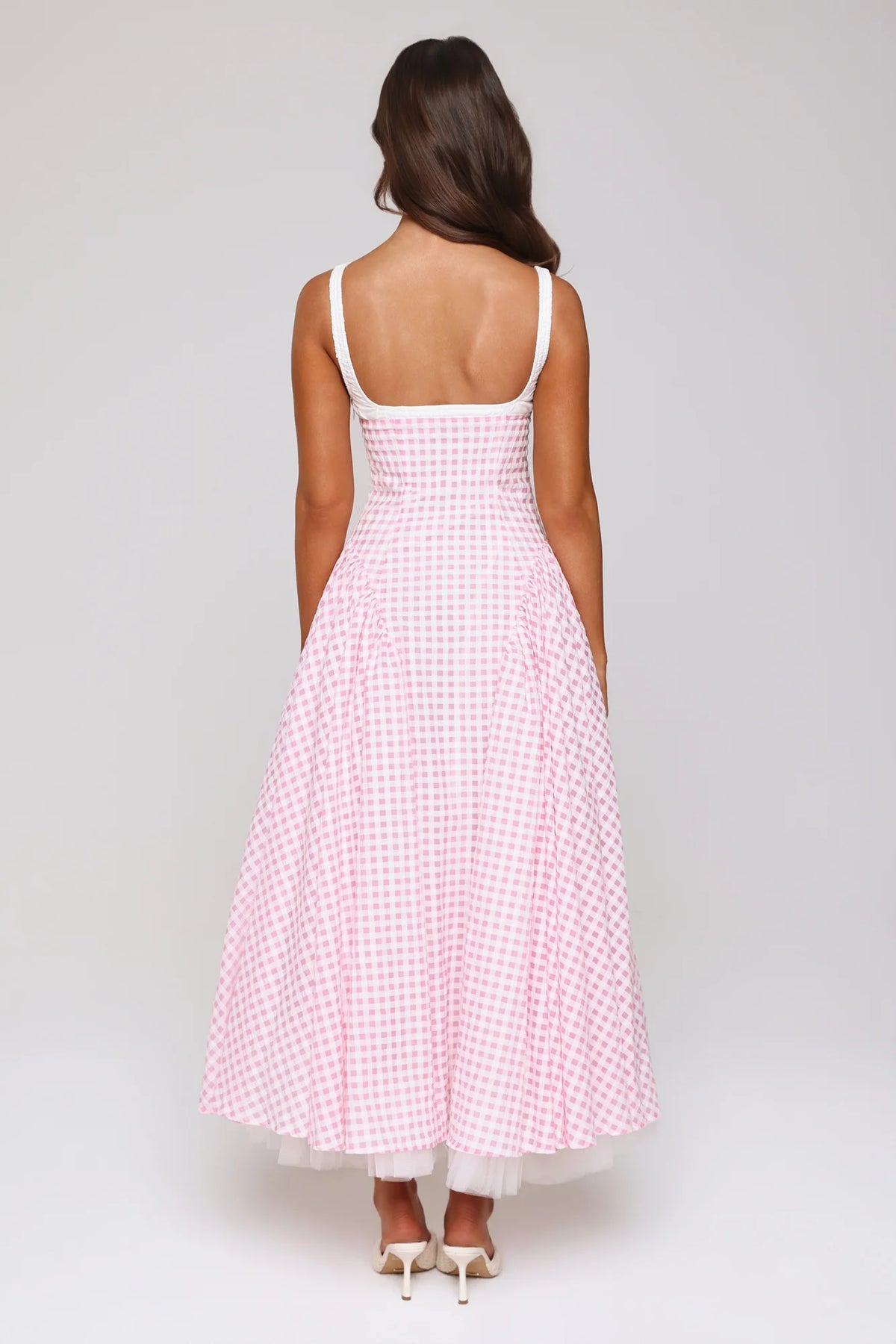 Vintage Vows Gingham Maxi Dress Blush