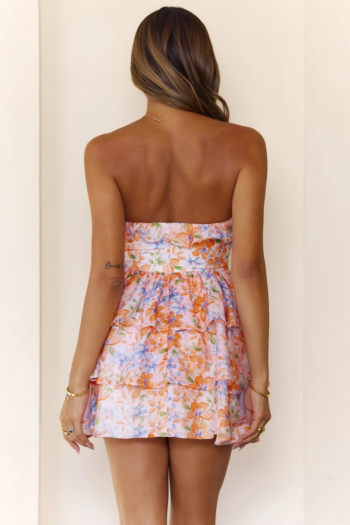 Sol Strapless Mini Dress Orange
