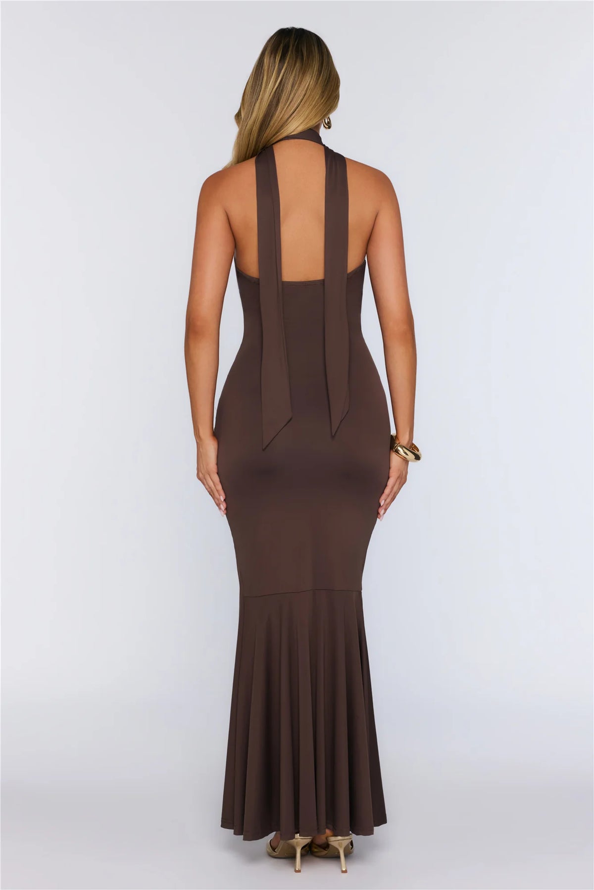 Pretty In Motion Halter Maxi Chocolate