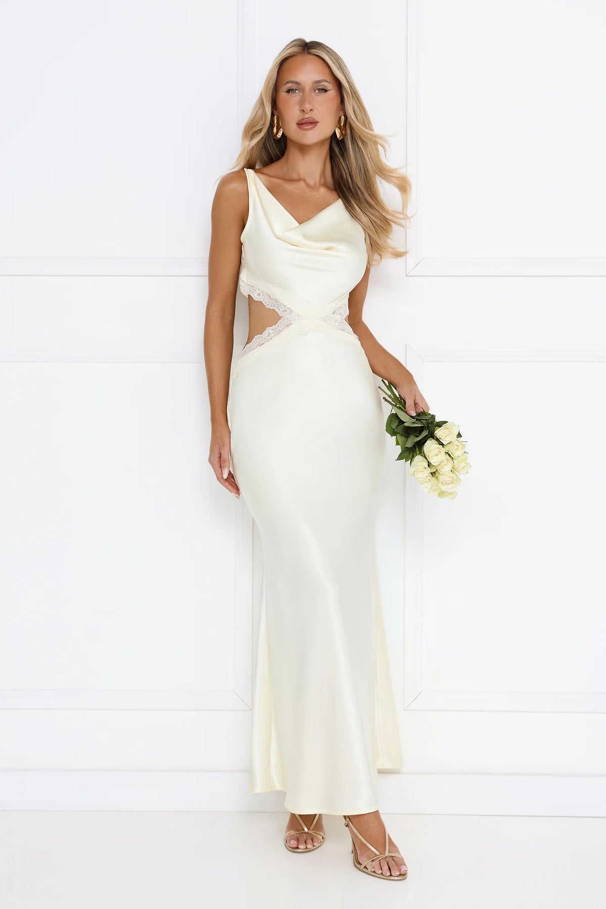 Metro Nights Satin Maxi Dress Yellow