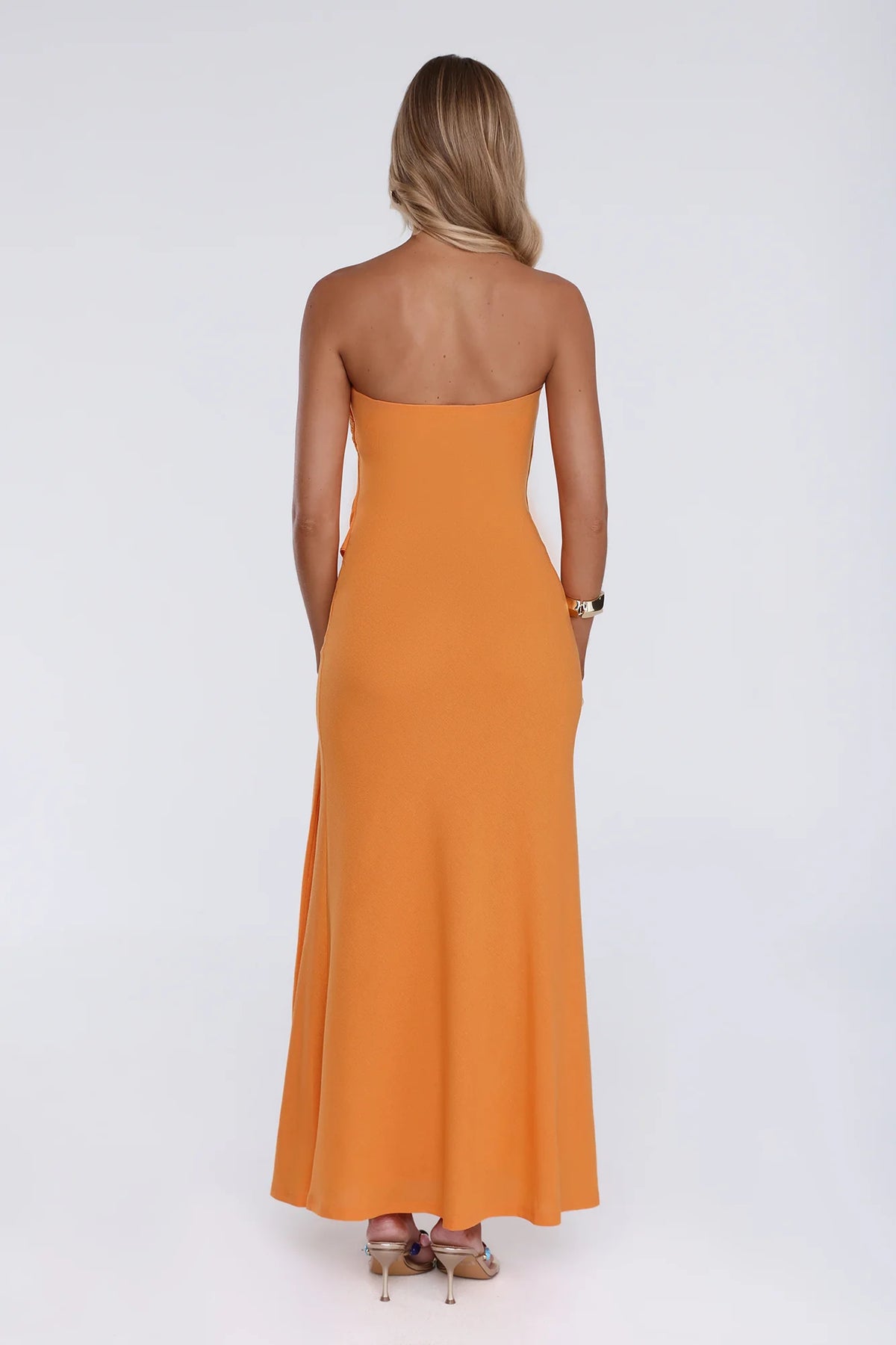 Starlit Rush Strapless Maxi Dress Orange