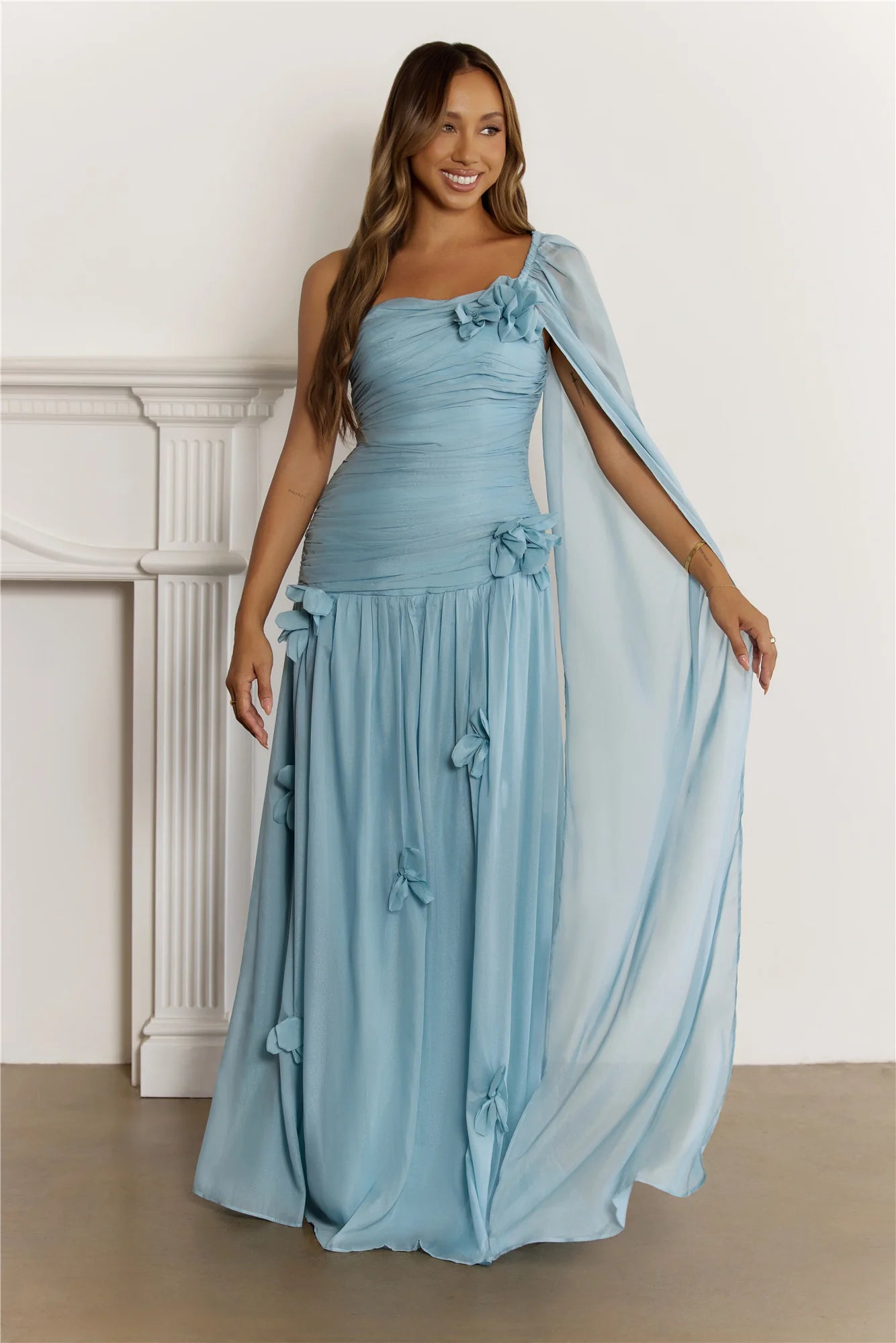 Silver Breeze One Shoulder Maxi Dress Mint