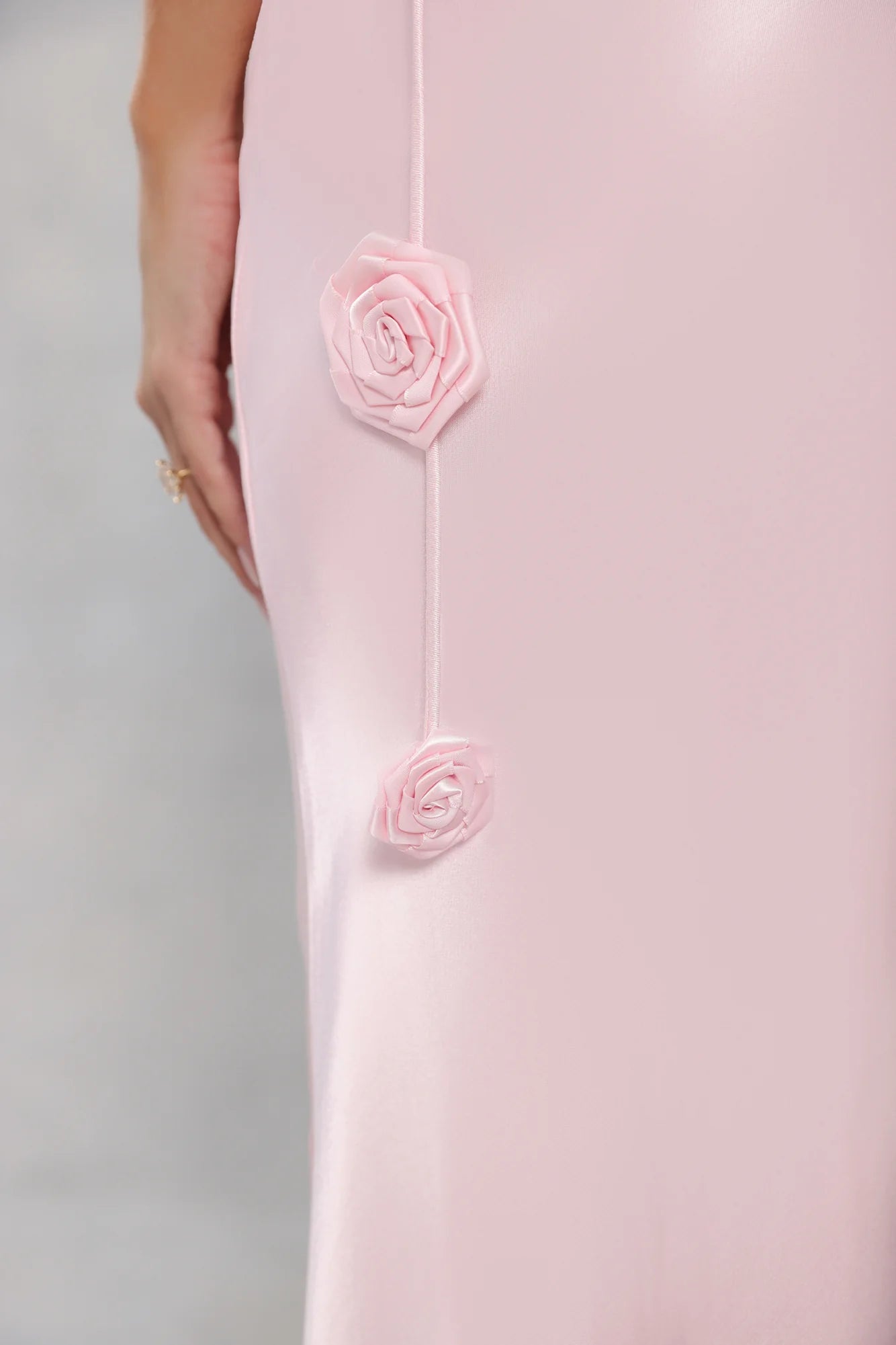 The Flora Satin Maxi Dress Light Pink