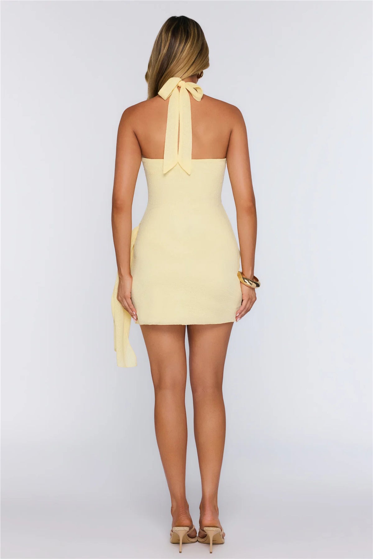Peachy Keen Halter Mini Dress Yellow