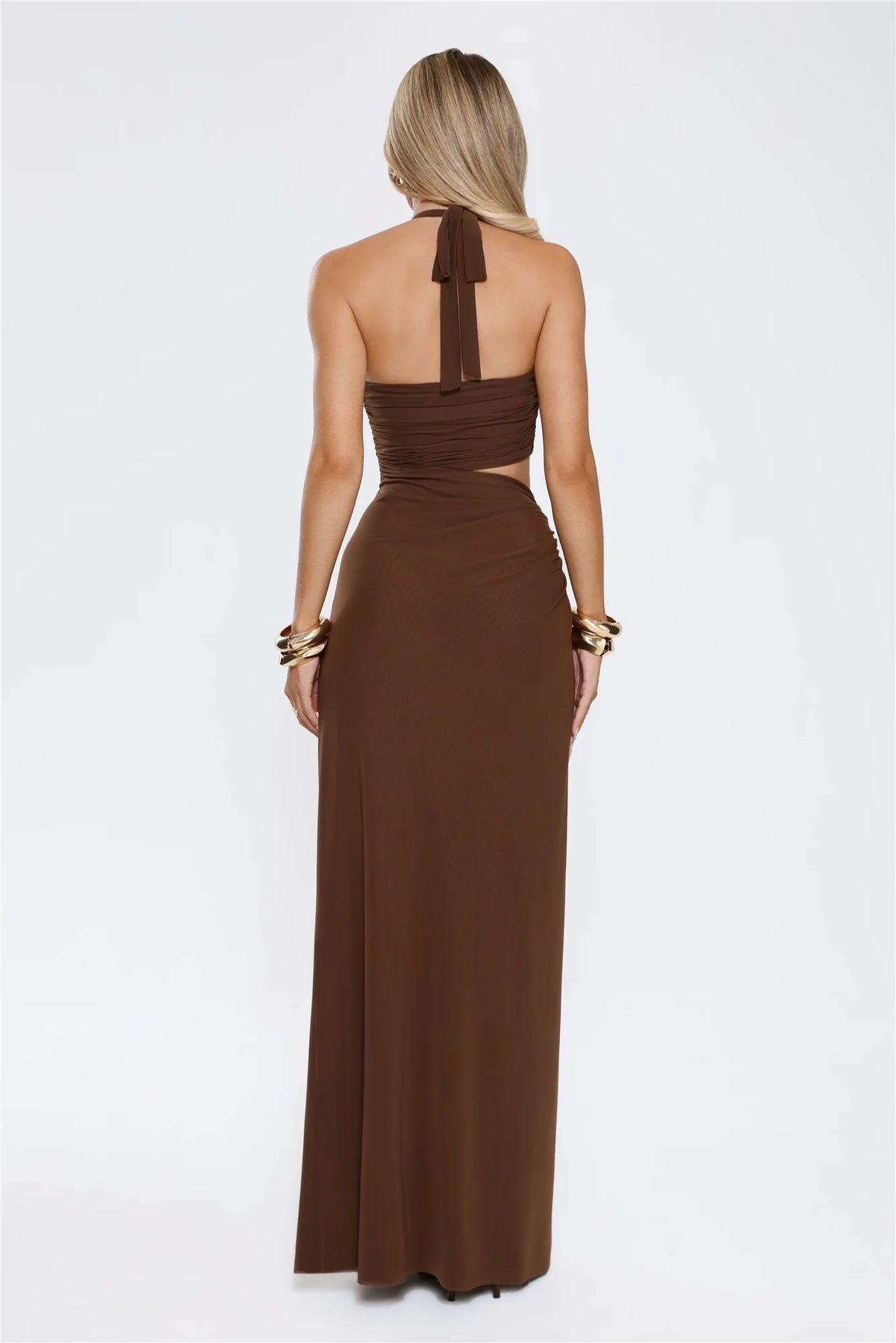 Secret Bloomers Halter Maxi Dress Chocolate