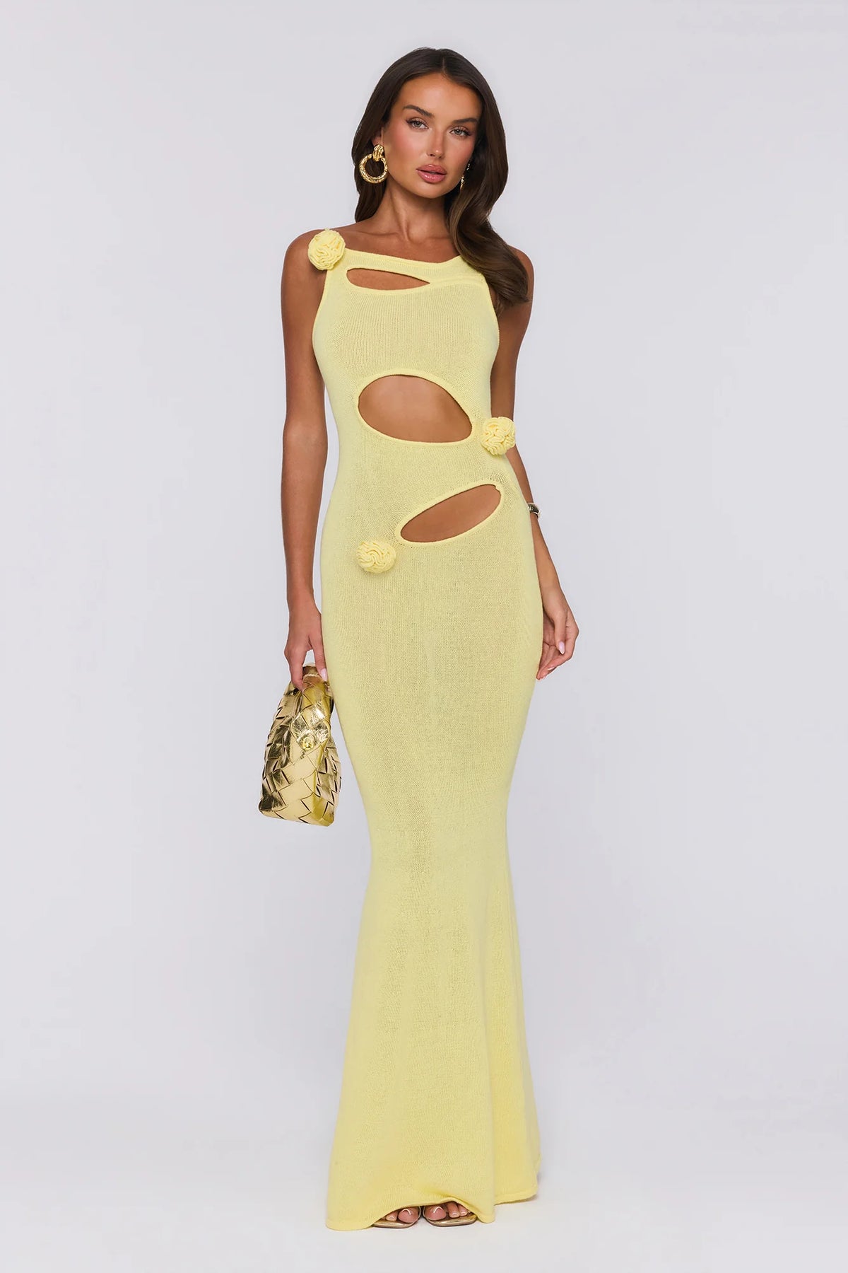 Wild Aura Knit Maxi Dress Yellow