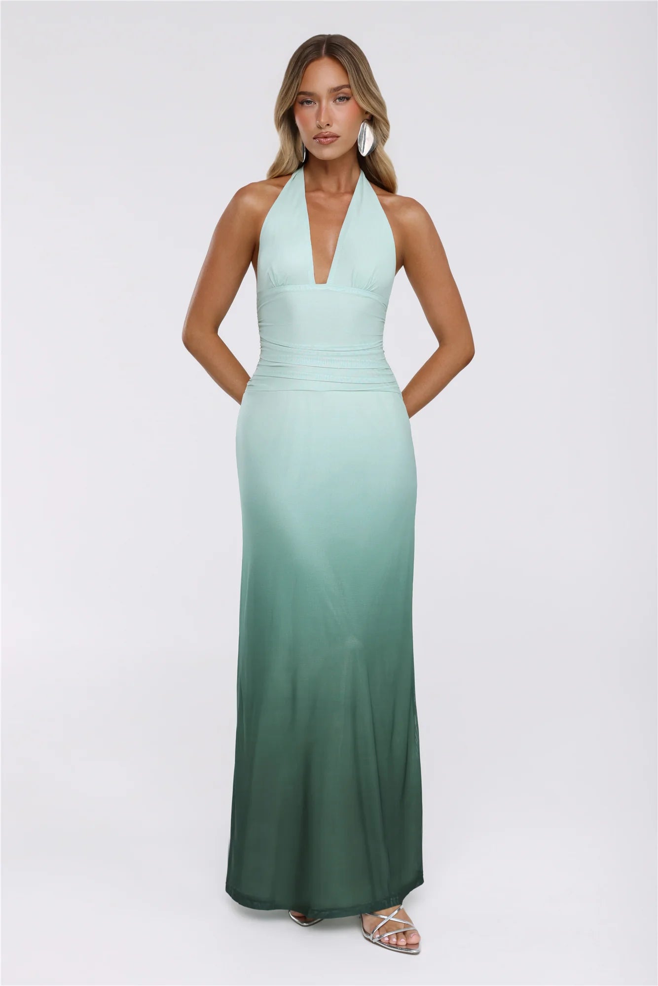 Pretty Feels Right Halter Mesh Maxi Dress Green