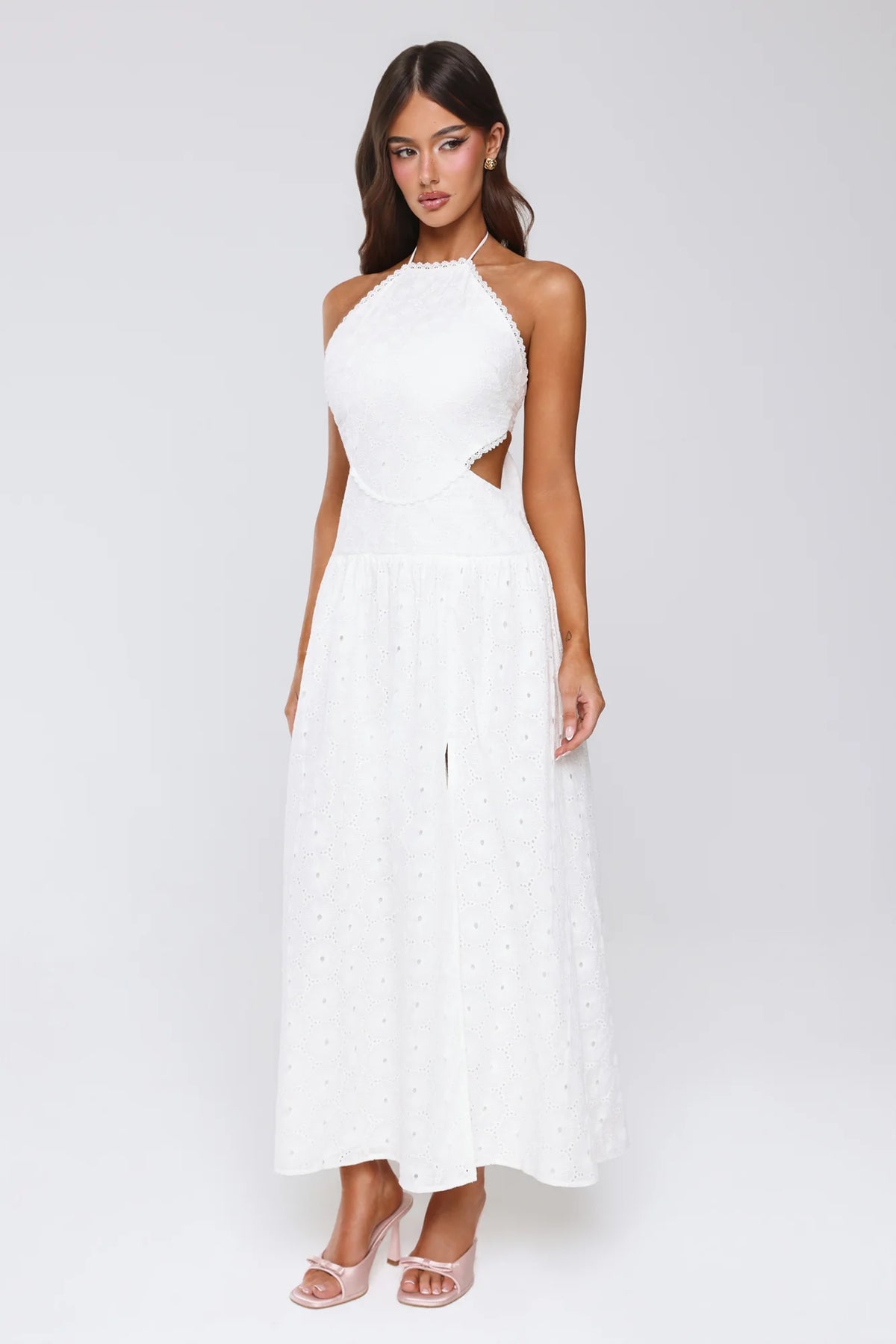 Soft Swoon Halter Maxi Dress Off White