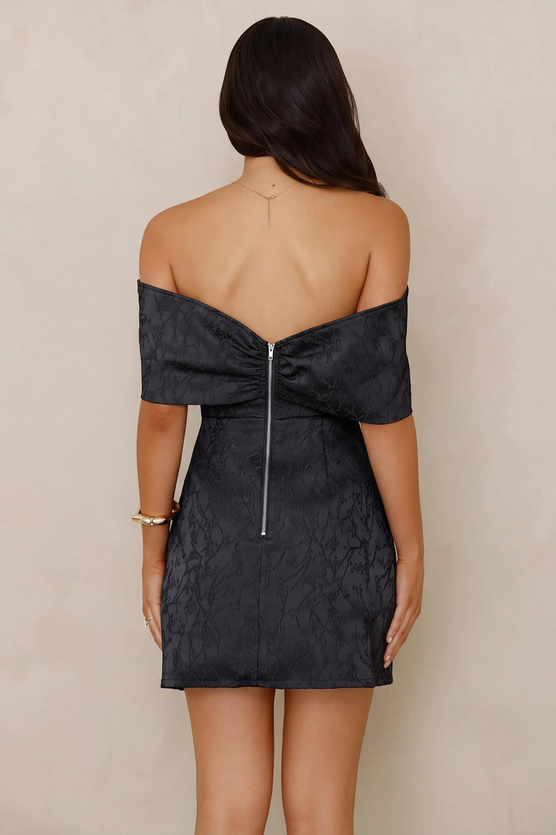 Slaying Softly Off Shoulder Mini Dress Black