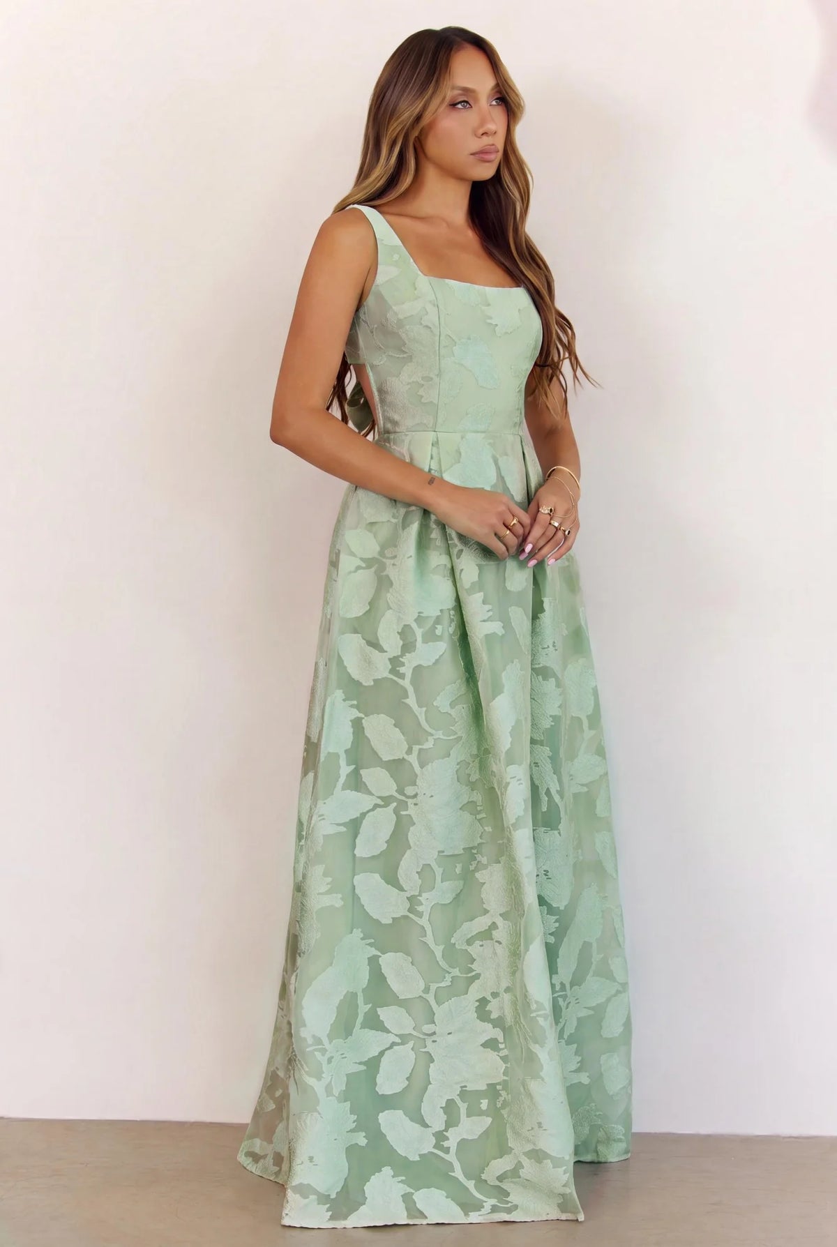 Enchanted Floral Maxi Dress Aqua